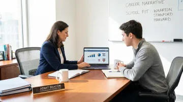 Admit Beacon MBA admissions consultant reviewing school selection strategy with client