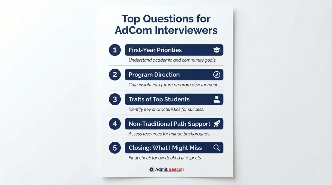 10 strategic questions to ask MBA admissions committee interviewers with purpose labels