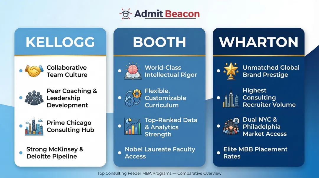 Kellogg Booth and Wharton MBA culture comparison for consulting career fit
