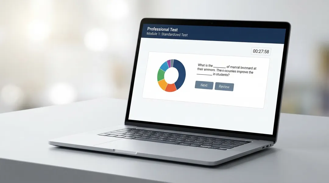 GMAC official Executive Assessment practice test interface on laptop screen