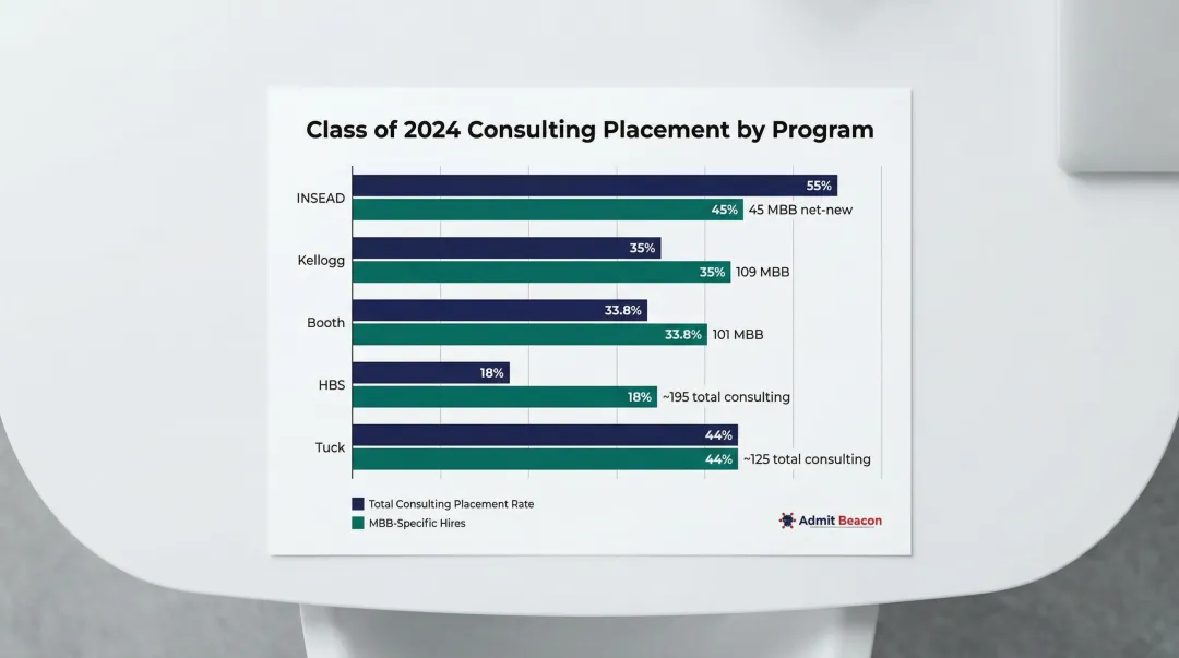 Top MBA programs consulting placement rates MBB hires comparison chart