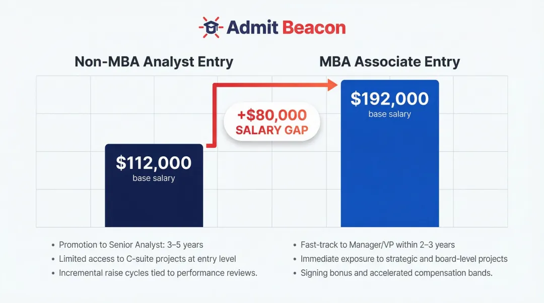 MBA versus non-MBA consulting entry salary gap analyst associate level comparison