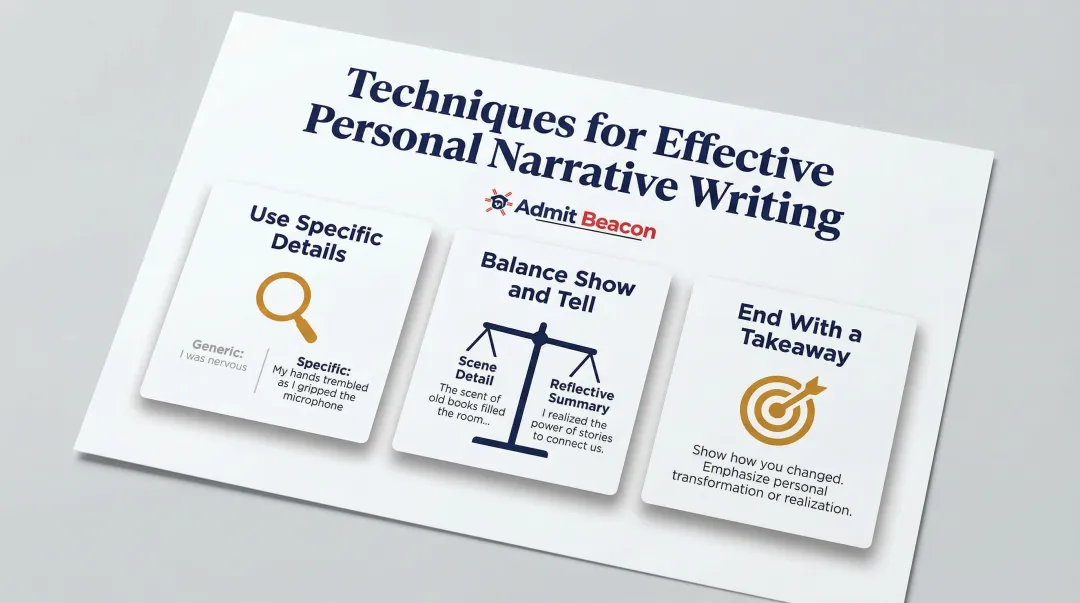 Three techniques for writing a resonant personal narrative showing growth and specificity