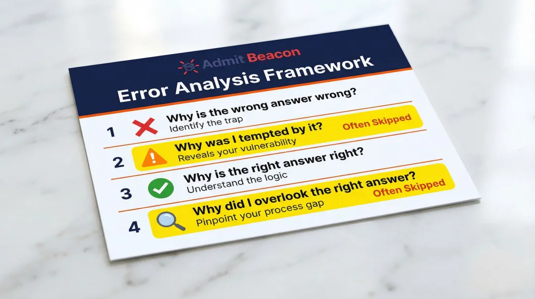 Four-question GMAT error analysis framework for deep review and score improvement