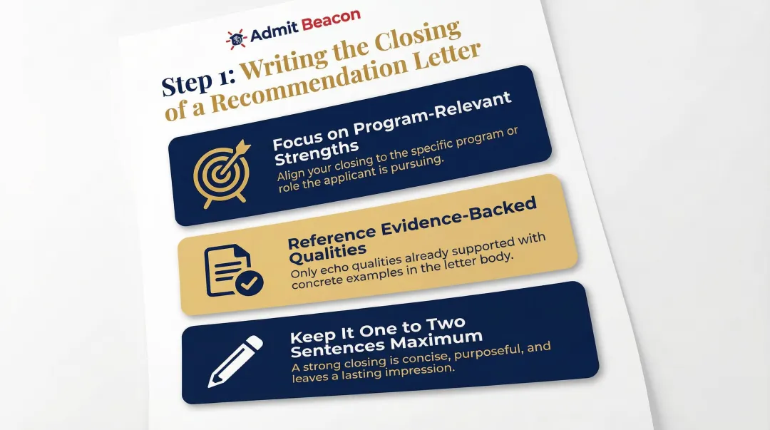 Three key rules for summarizing candidate strengths in recommendation letter closing