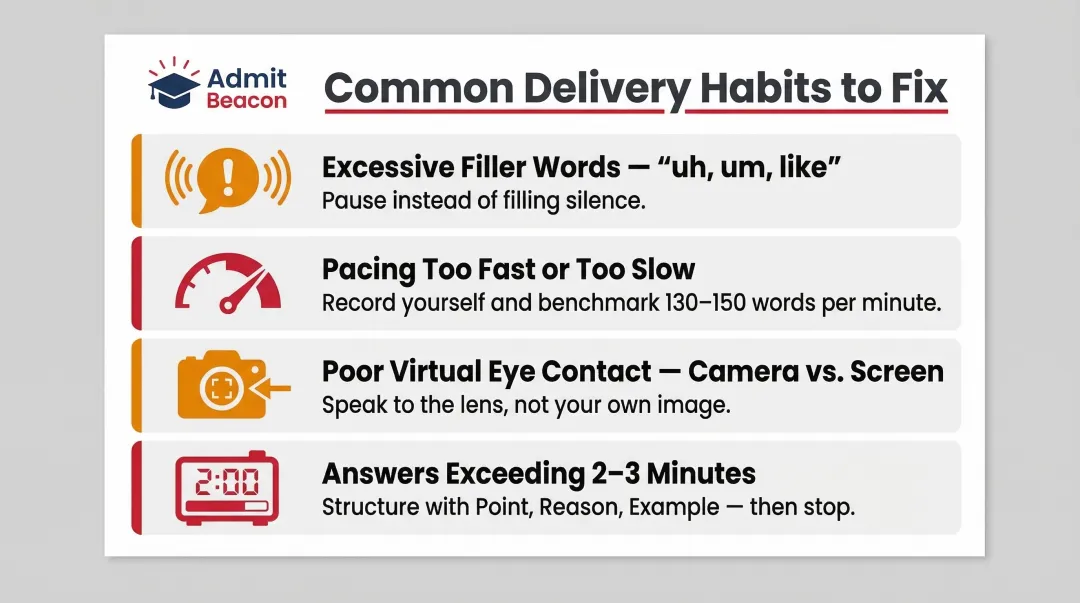 Four common interview delivery habit mistakes candidates make during practice