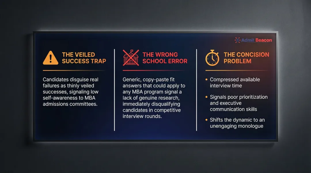 Three common MBA interview mistakes and their negative impact on admissions outcomes