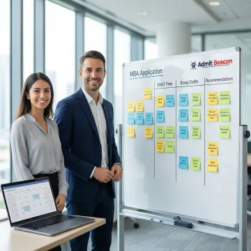 MBA consultant and applicant working through the application process step by step