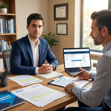 MBA applicant reviewing rejection feedback and planning a recovery strategy with a consultant