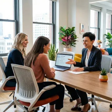 MBA coach reviewing behavioral interview preparation steps with a candidate on a laptop
