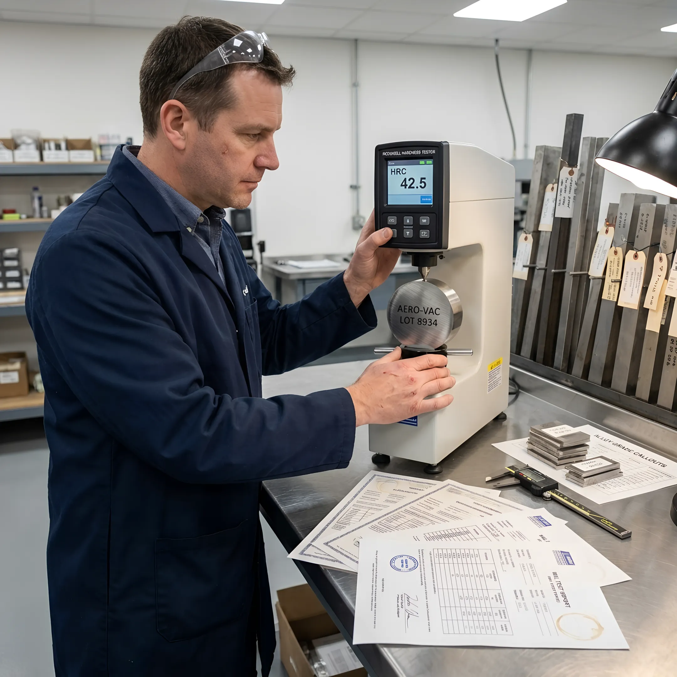 Metal sample undergoing composition analysis