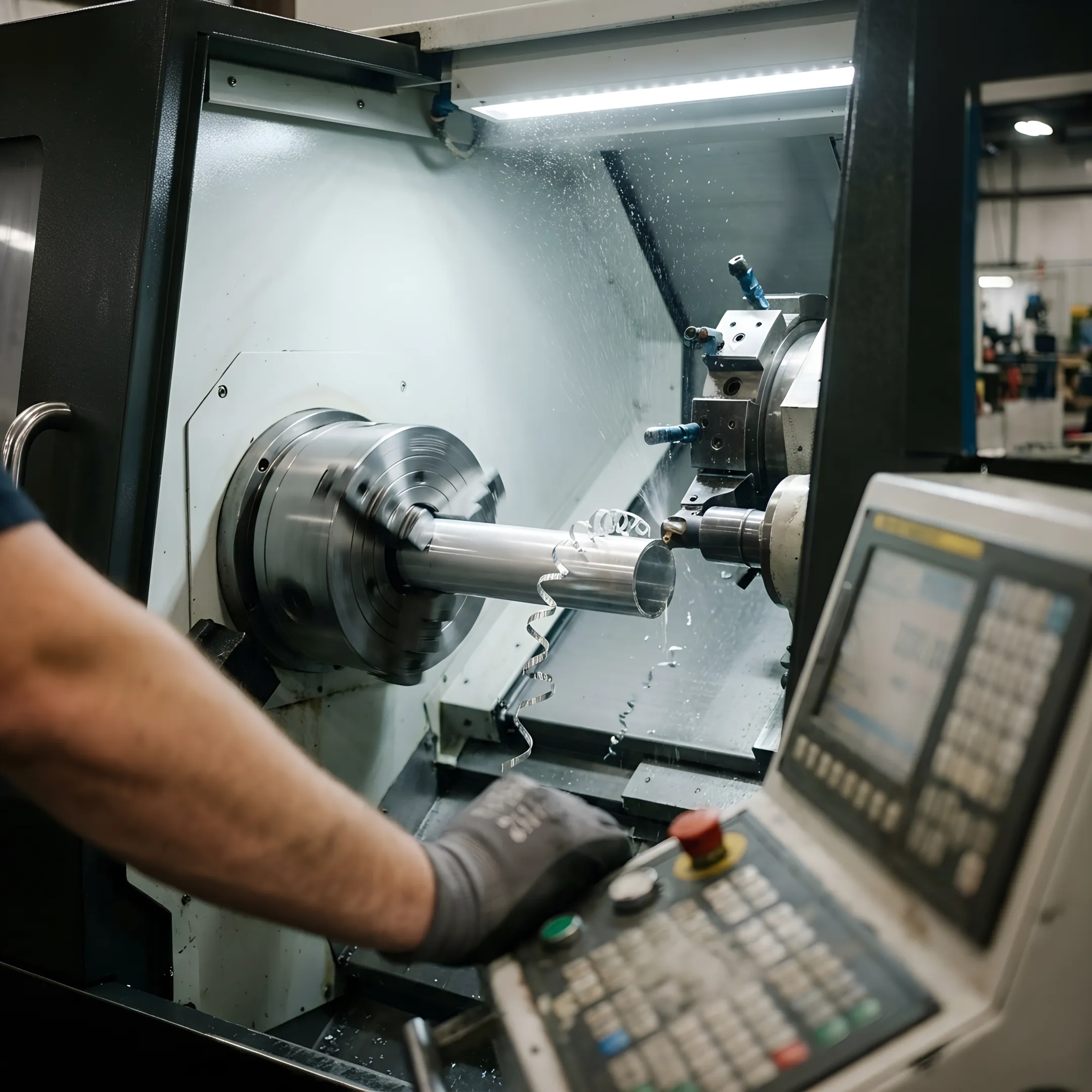 Precision metal tube machining in a manufacturing facility