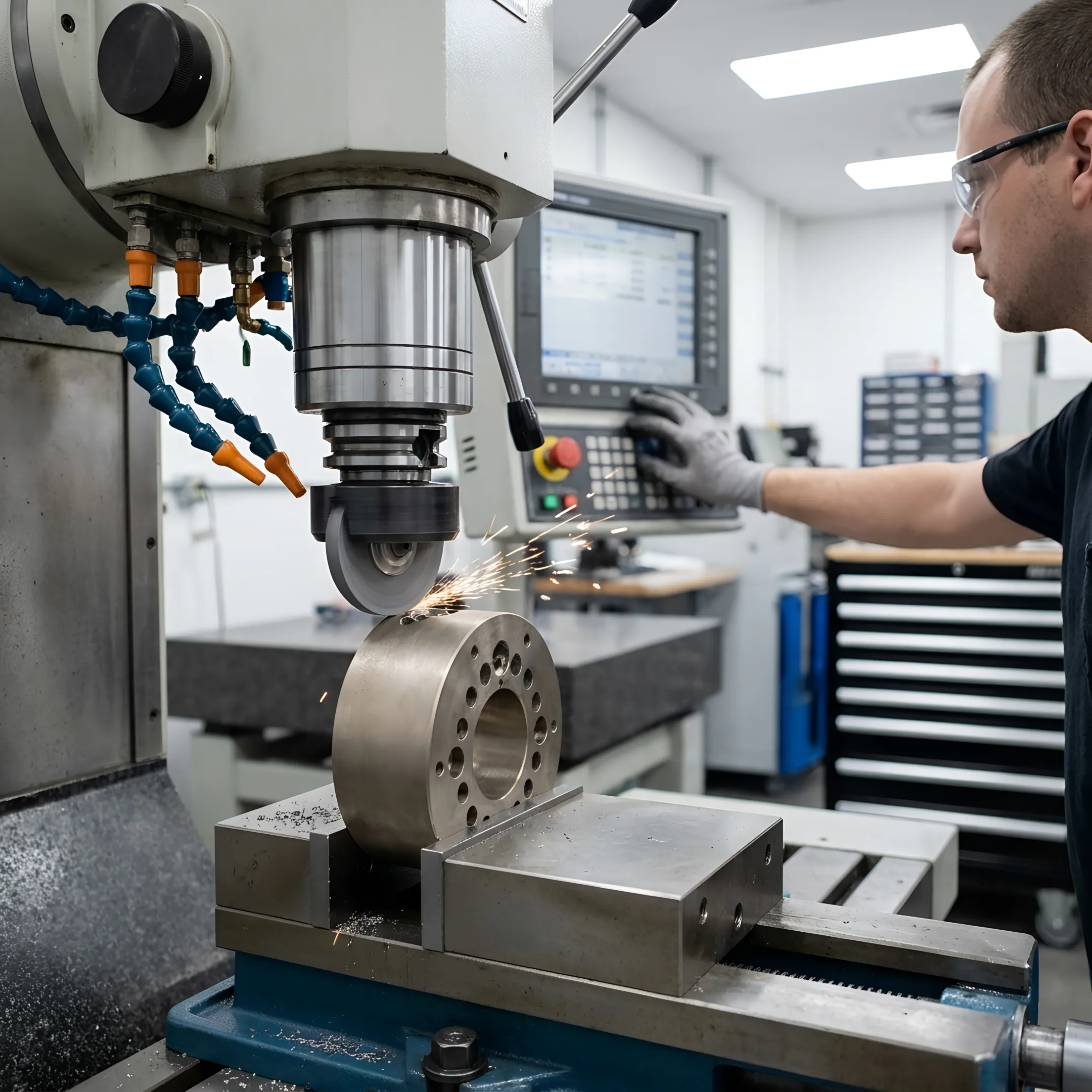 Precision jig grinding of a metal component