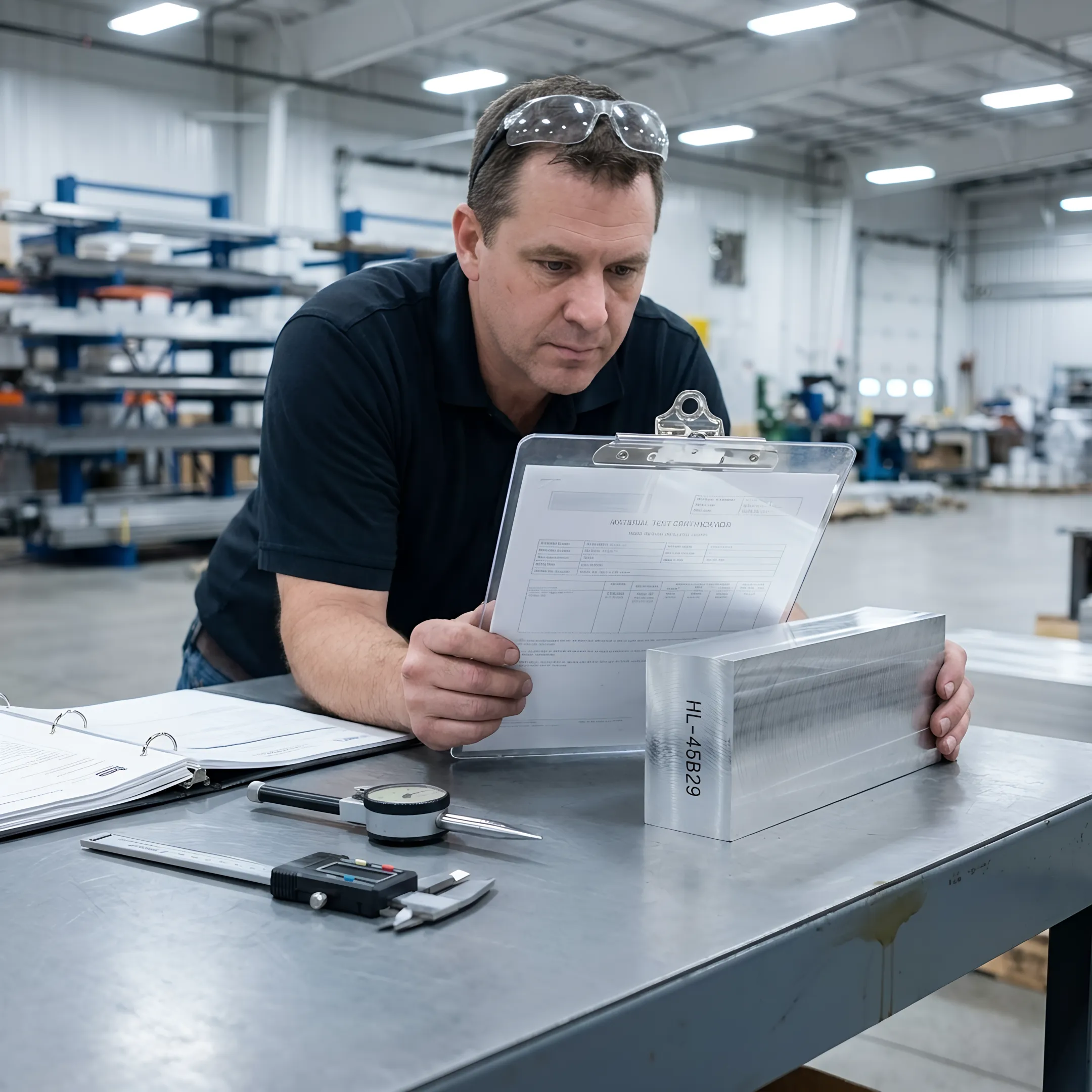 Material inspection documentation and metal sample