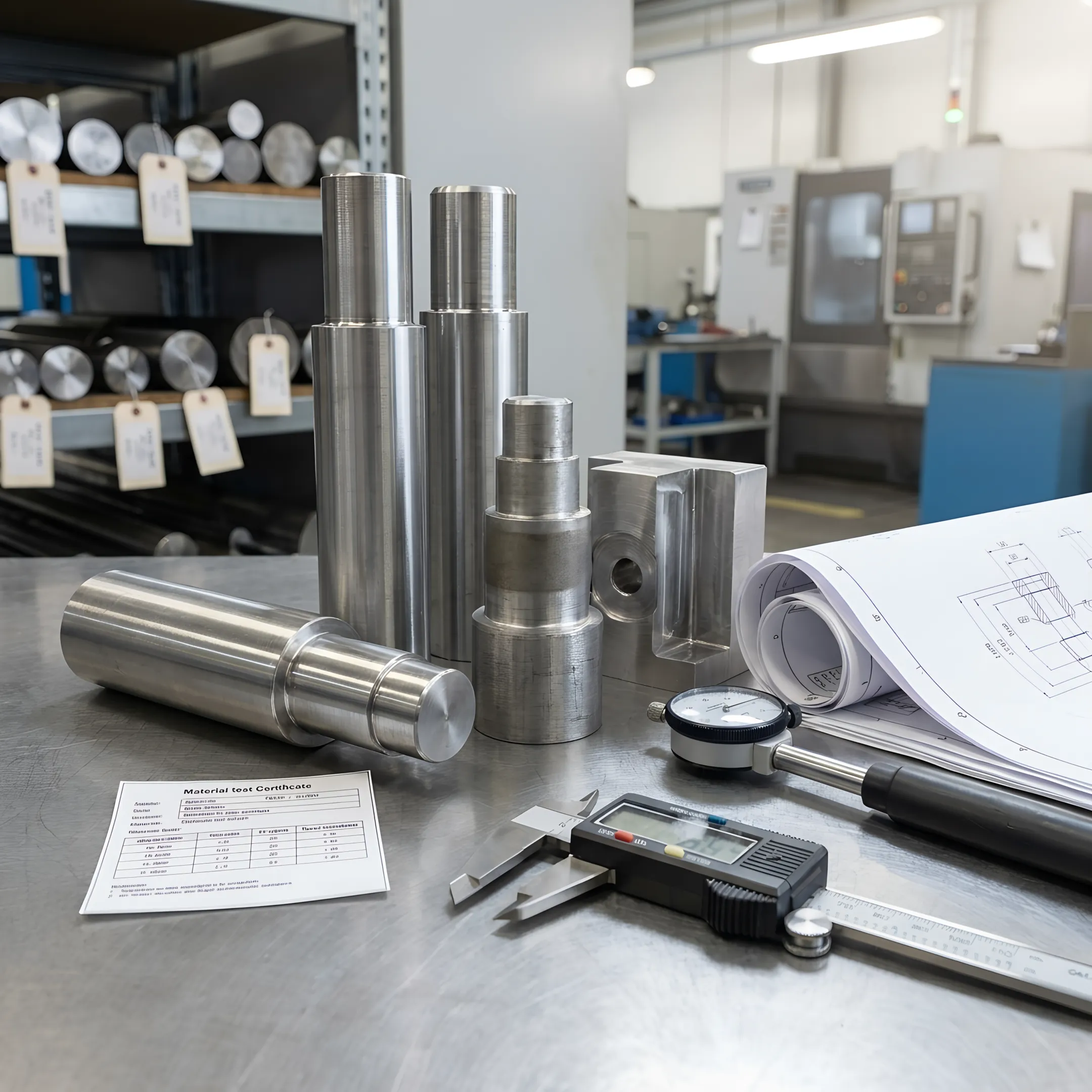 Precision-machined alloy parts ready for inspection