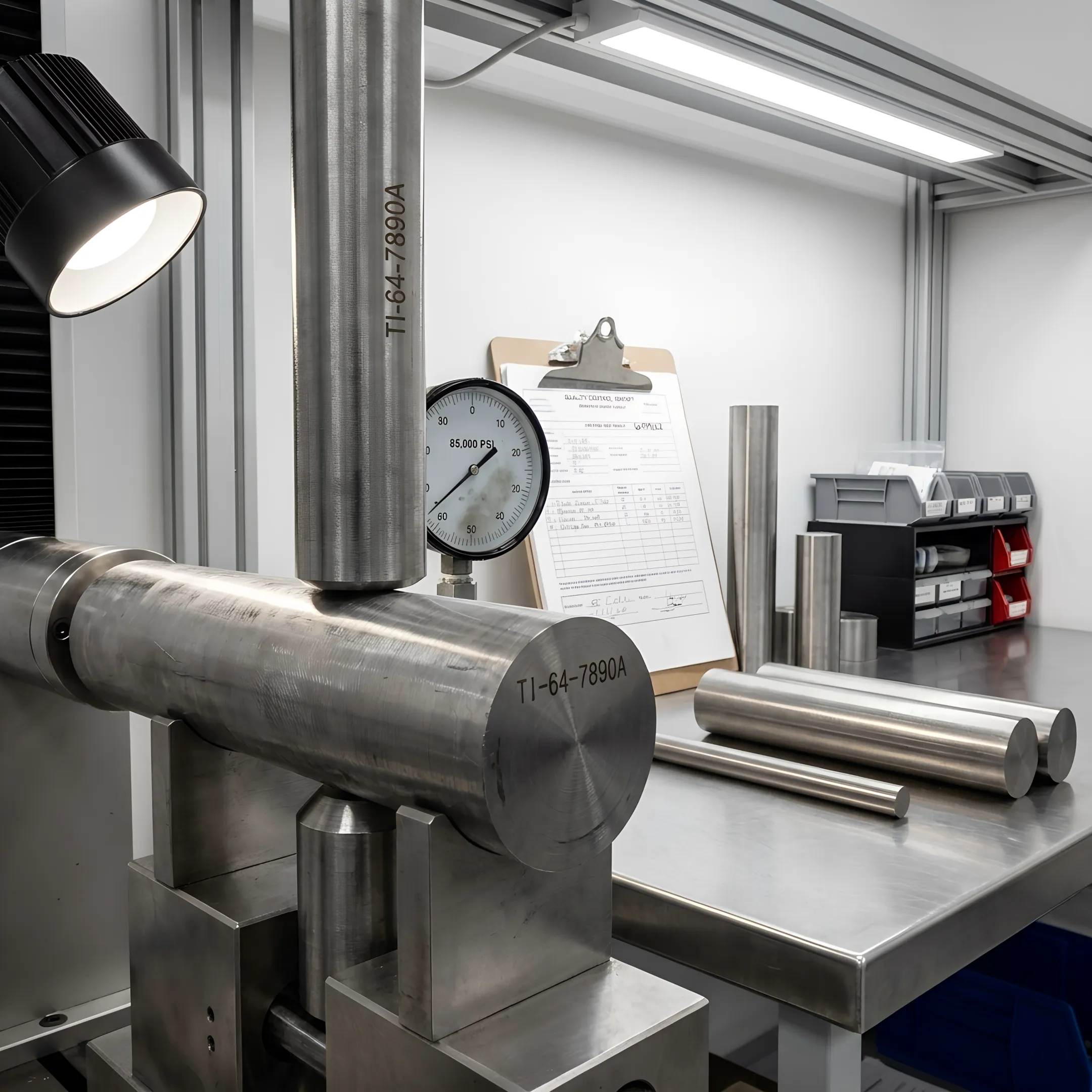 Aerospace alloy material testing in progress