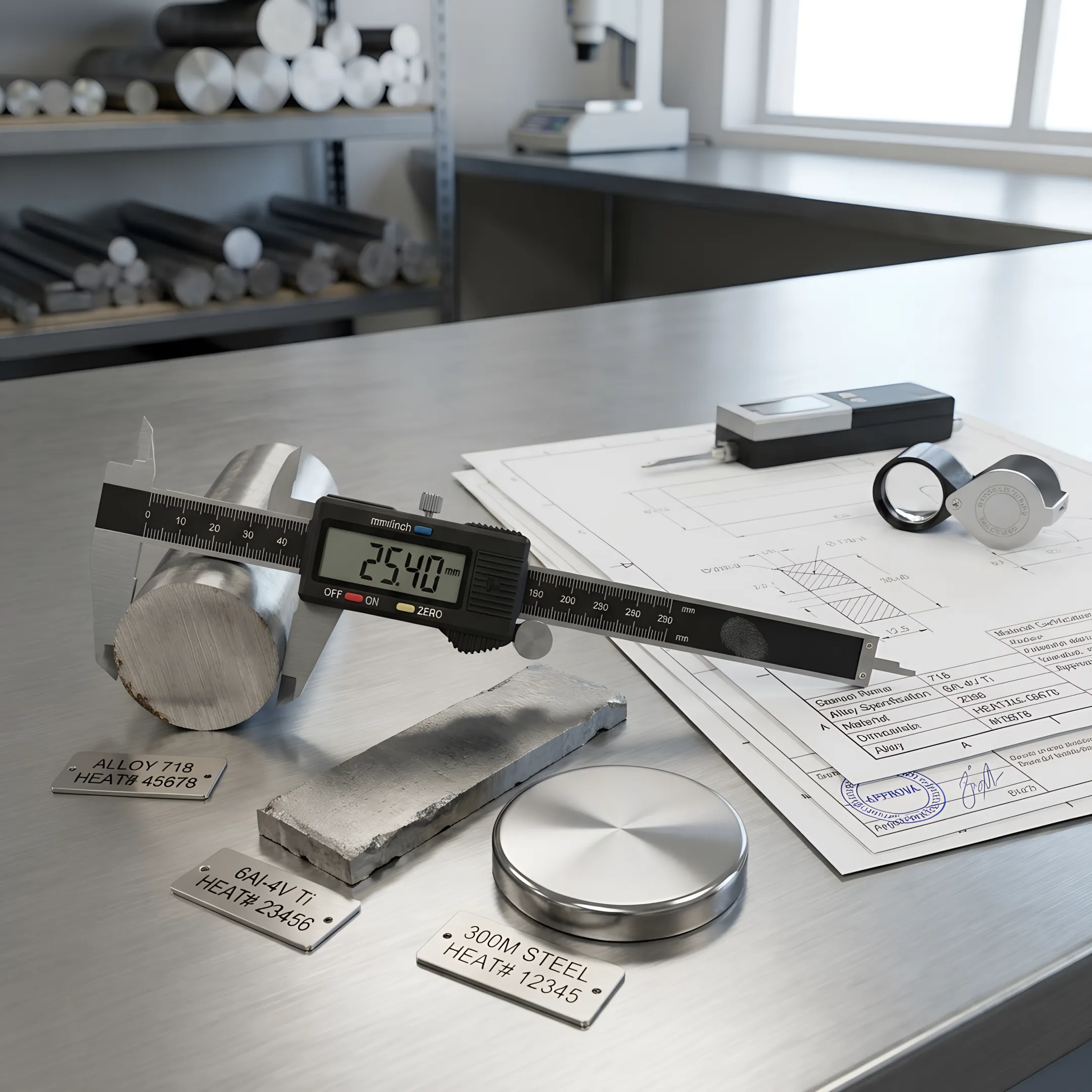 Metal samples prepared for laboratory testing