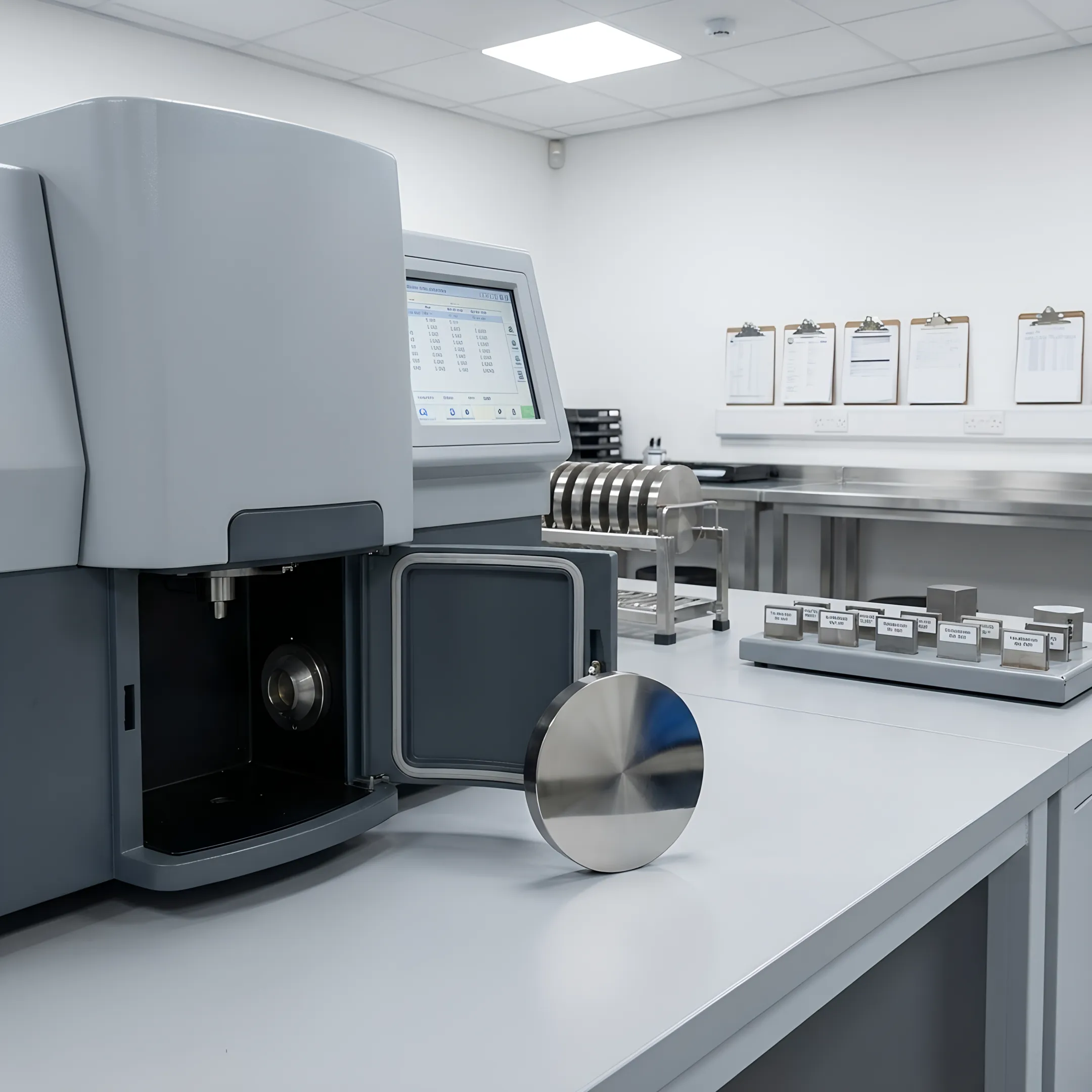 Alloy sample prepared for OES chemistry testing