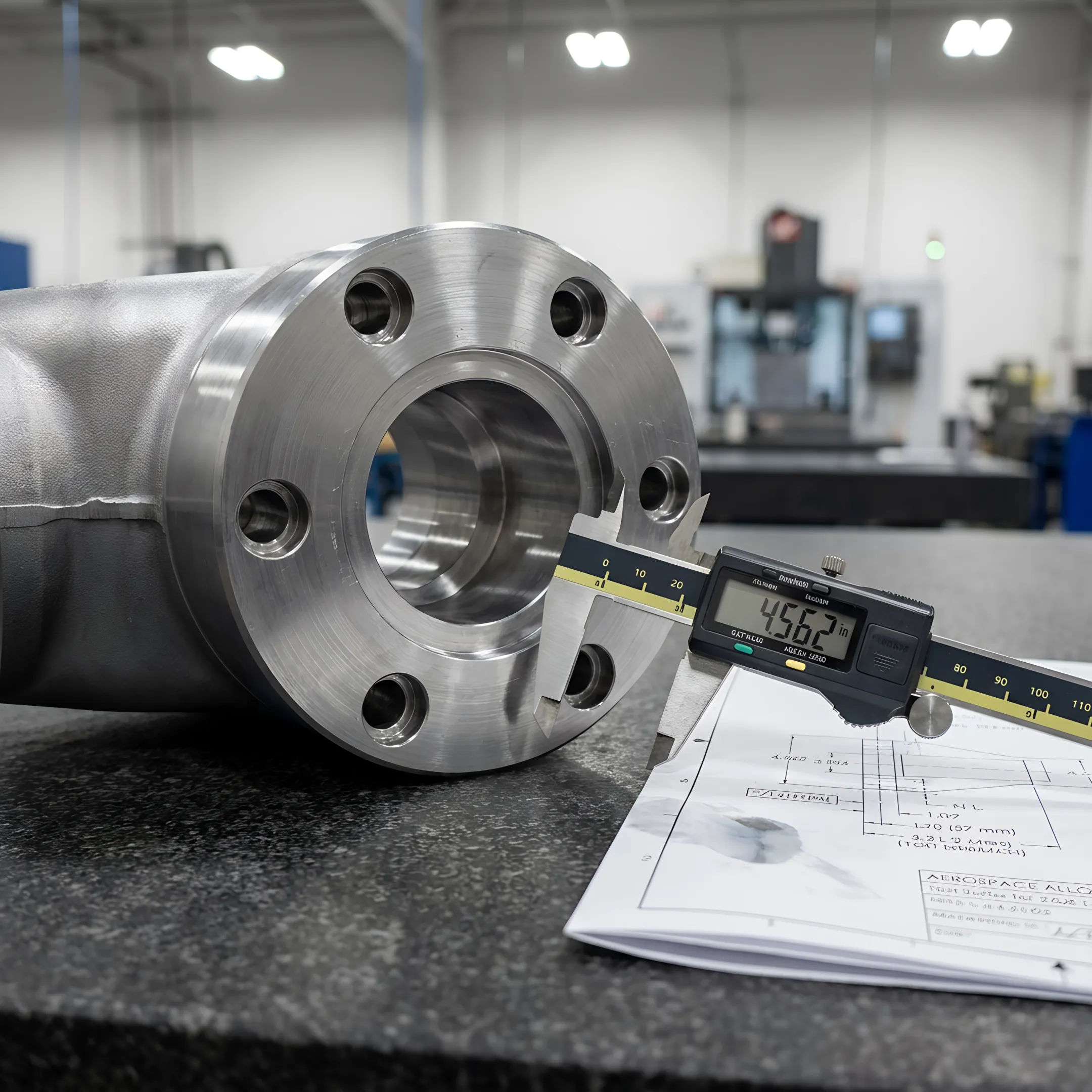 Precision-drilled alloy component with measuring tools
