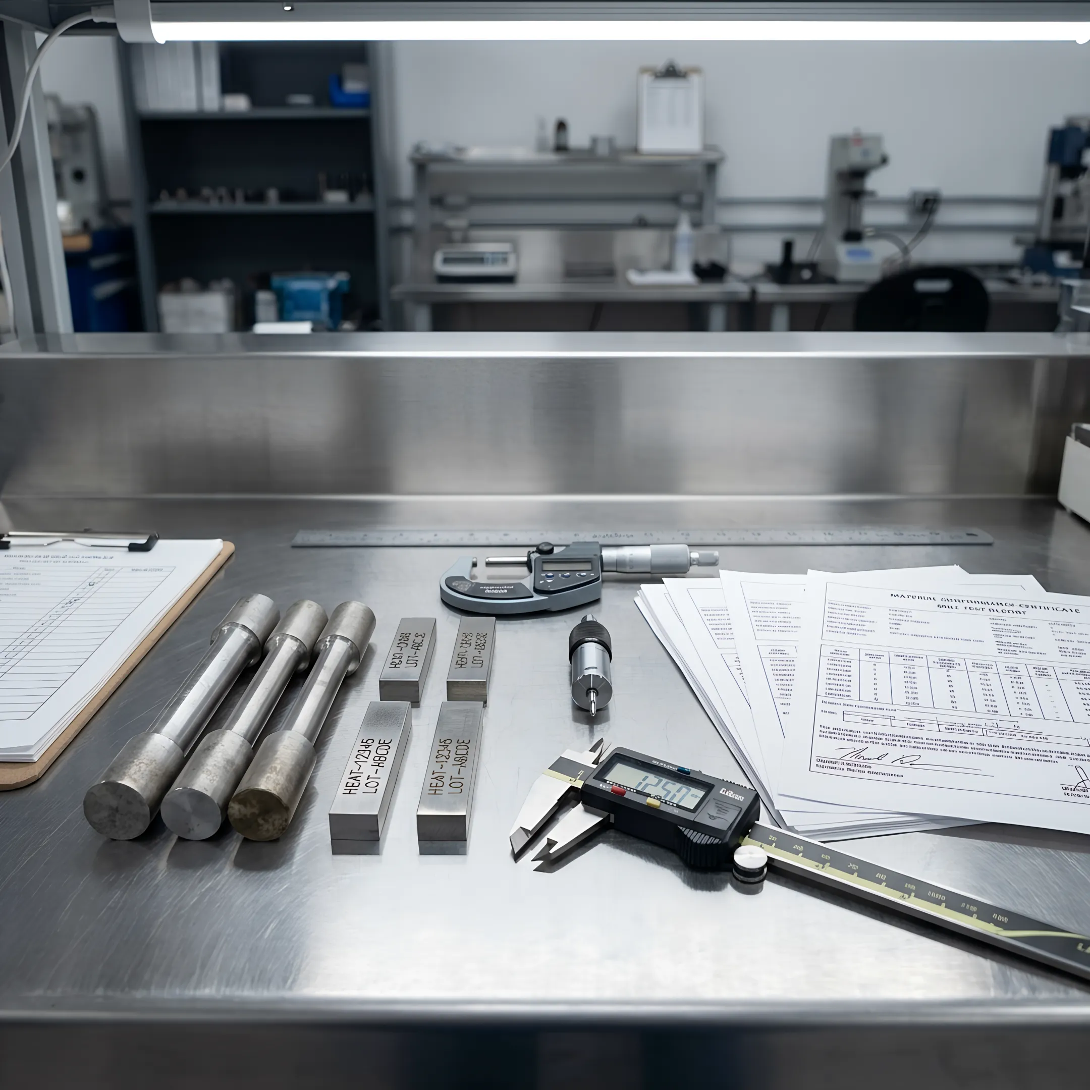 Metal samples and test documentation
