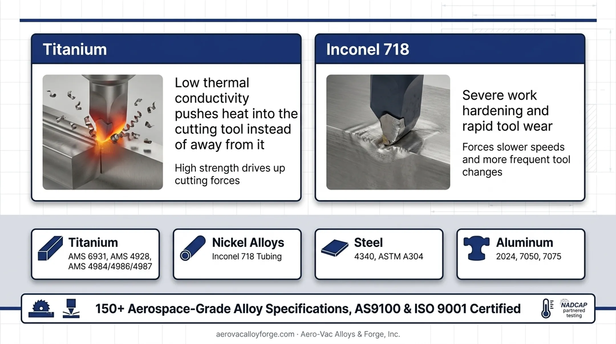 Certified aerospace-grade alloy bar stock inventory with traceability tags