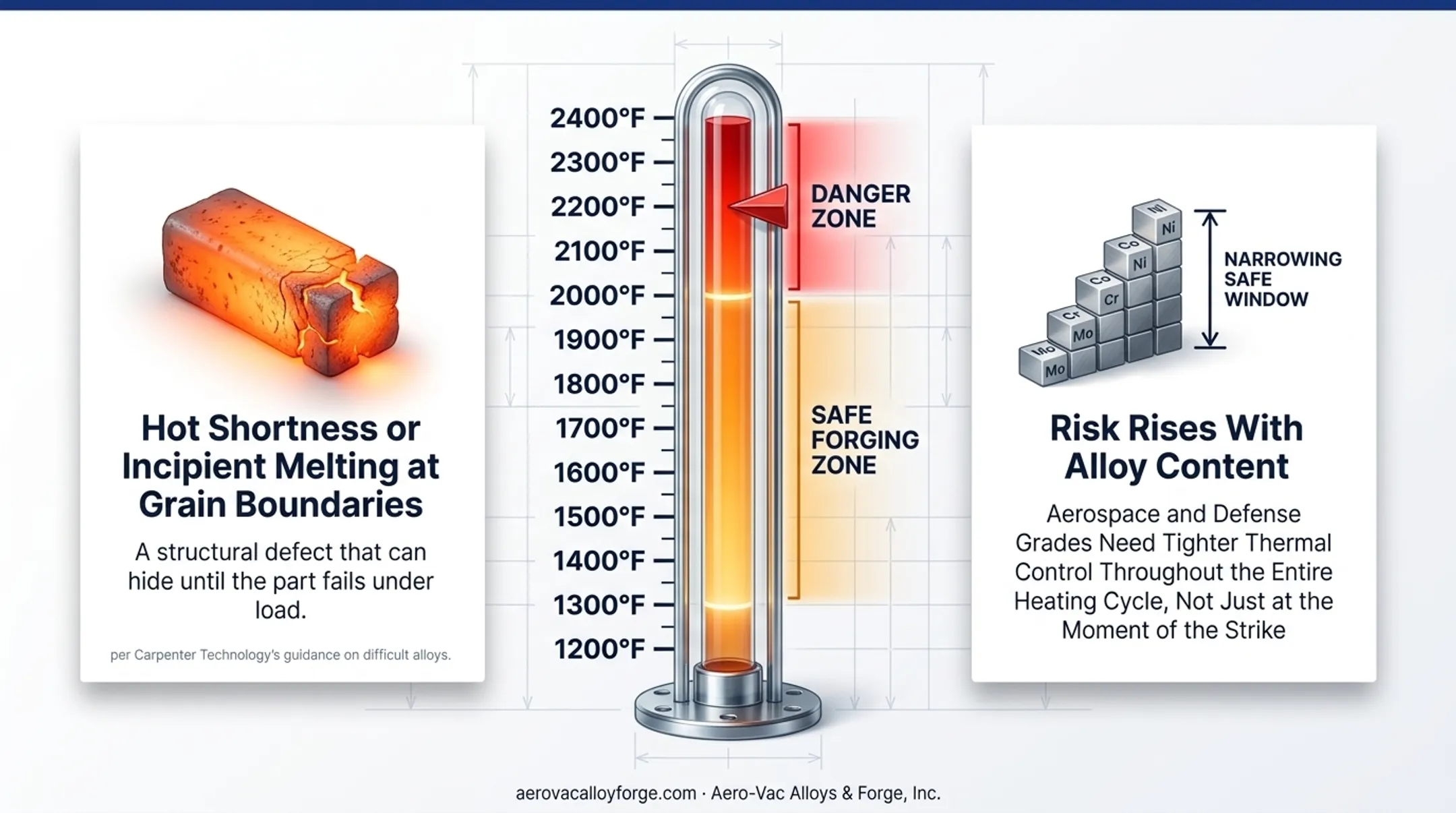 Forging temperature ranges comparison chart for AISI 1045 4140 and 4340 steel grades