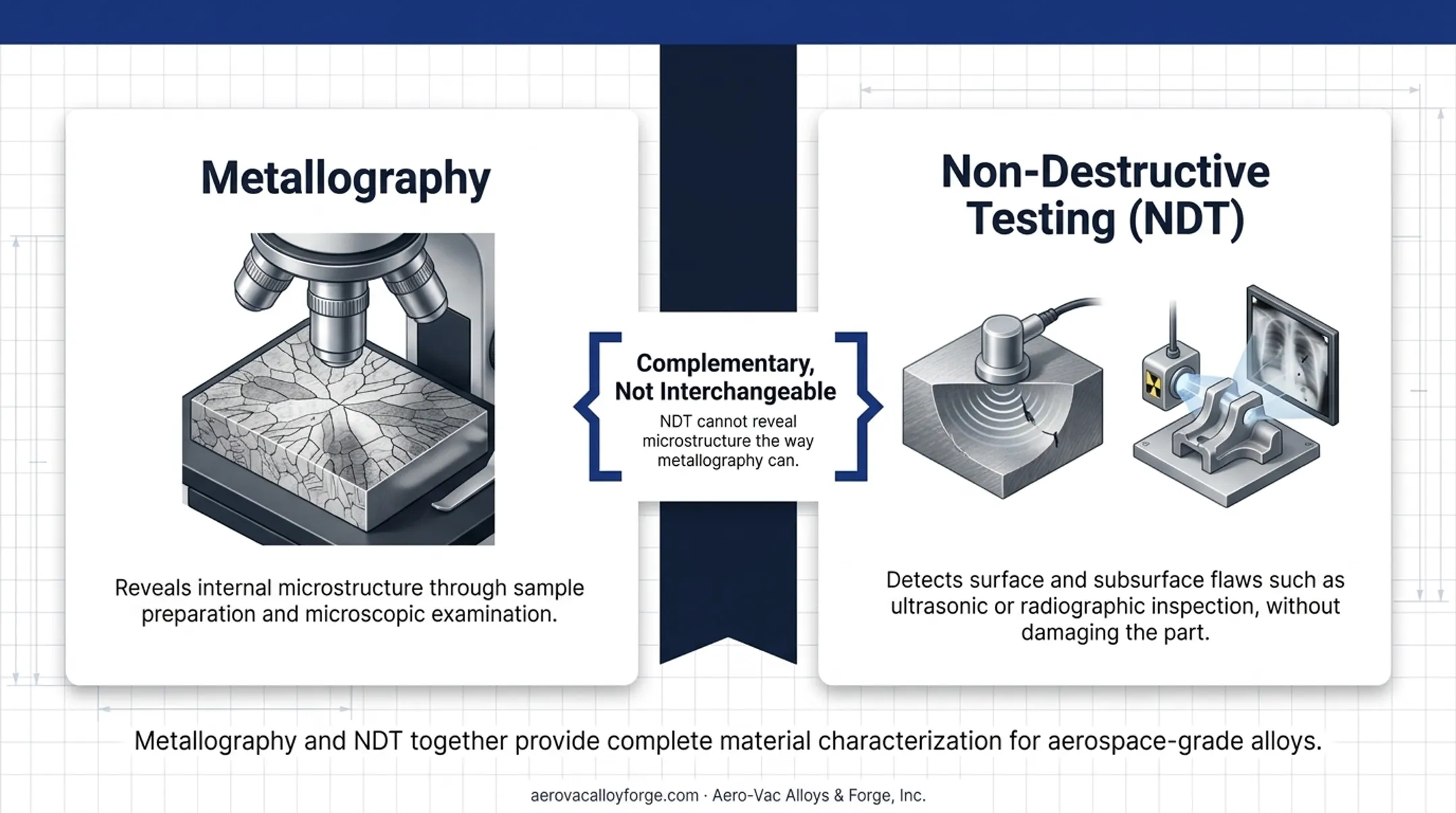 Metallography versus non-destructive testing comparison of capabilities and use cases