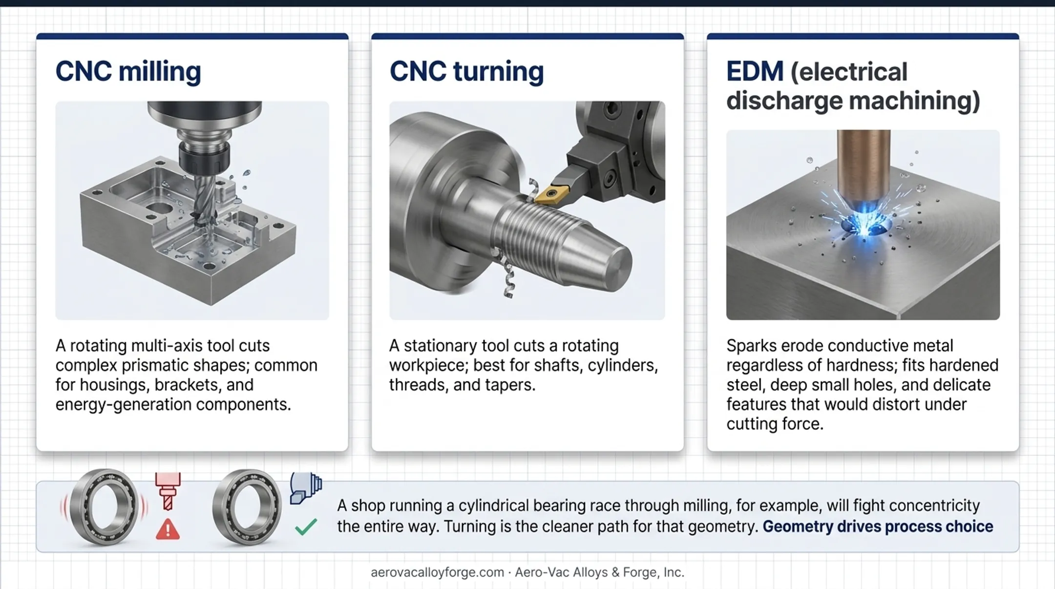 CNC milling turning and EDM precision machining methods comparison