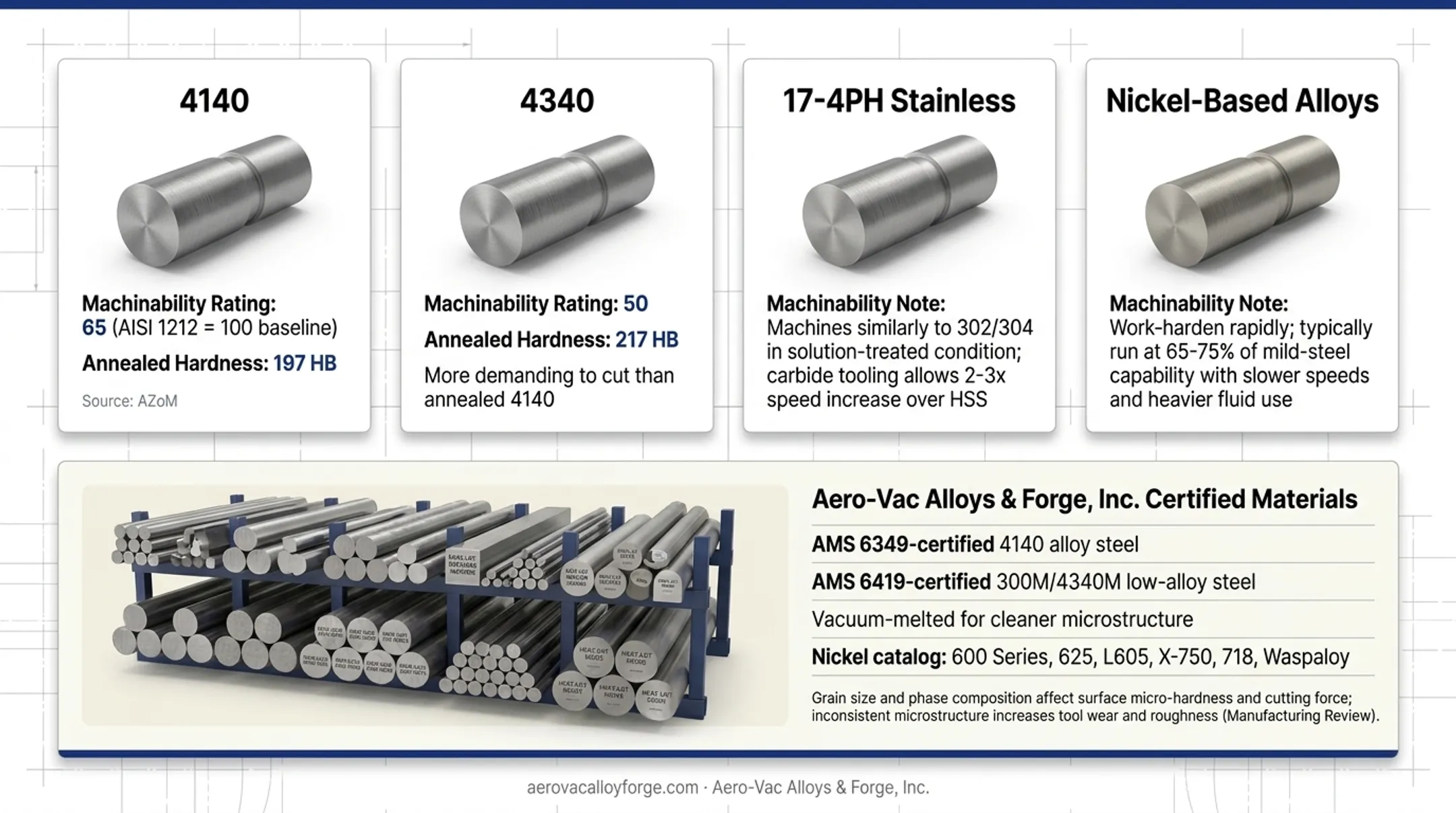 Aero-Vac Alloys and Forge certified nickel alloy inventory in warehouse