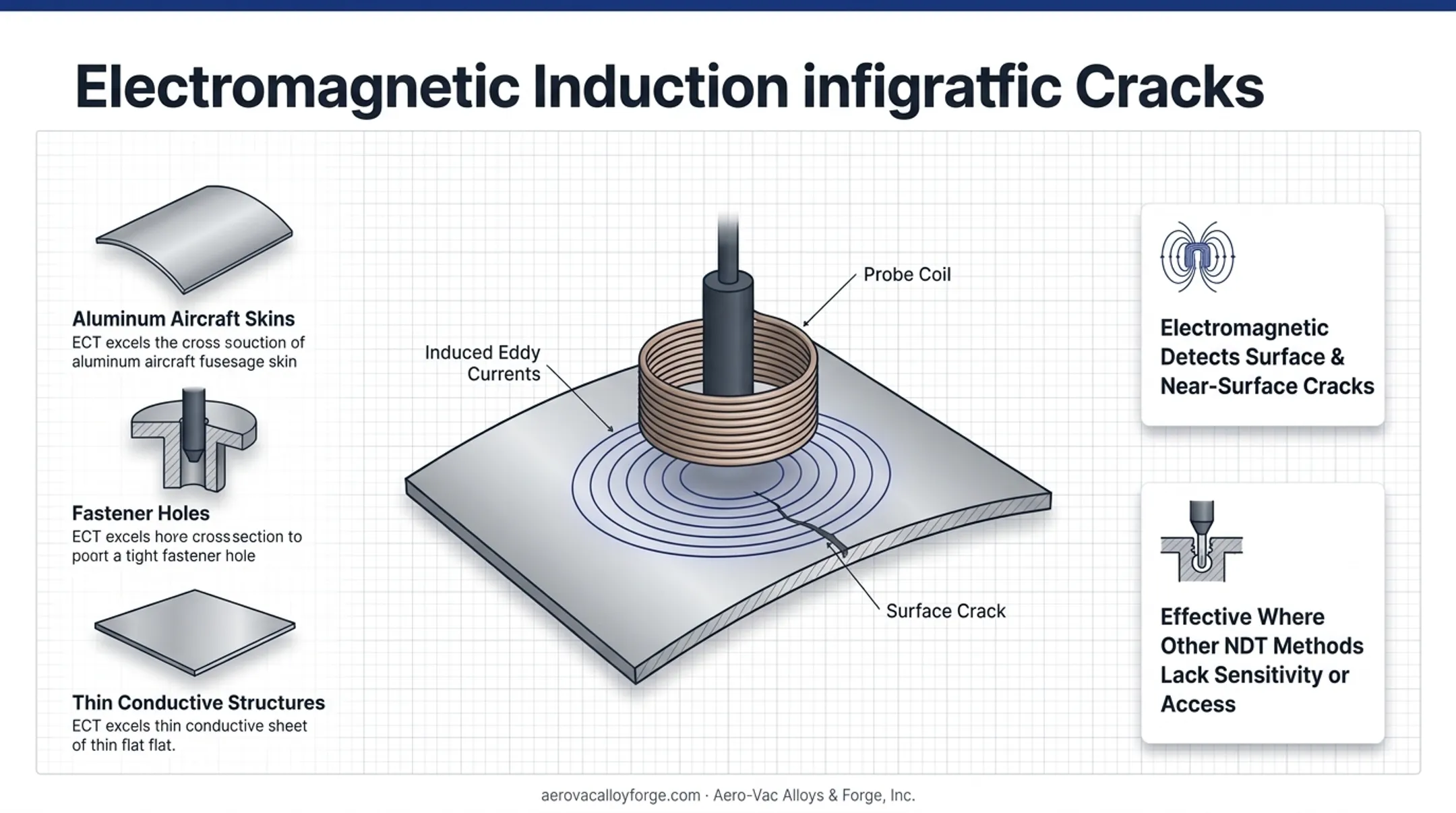 Eddy current testing probe scanning aircraft aluminum skin fastener holes