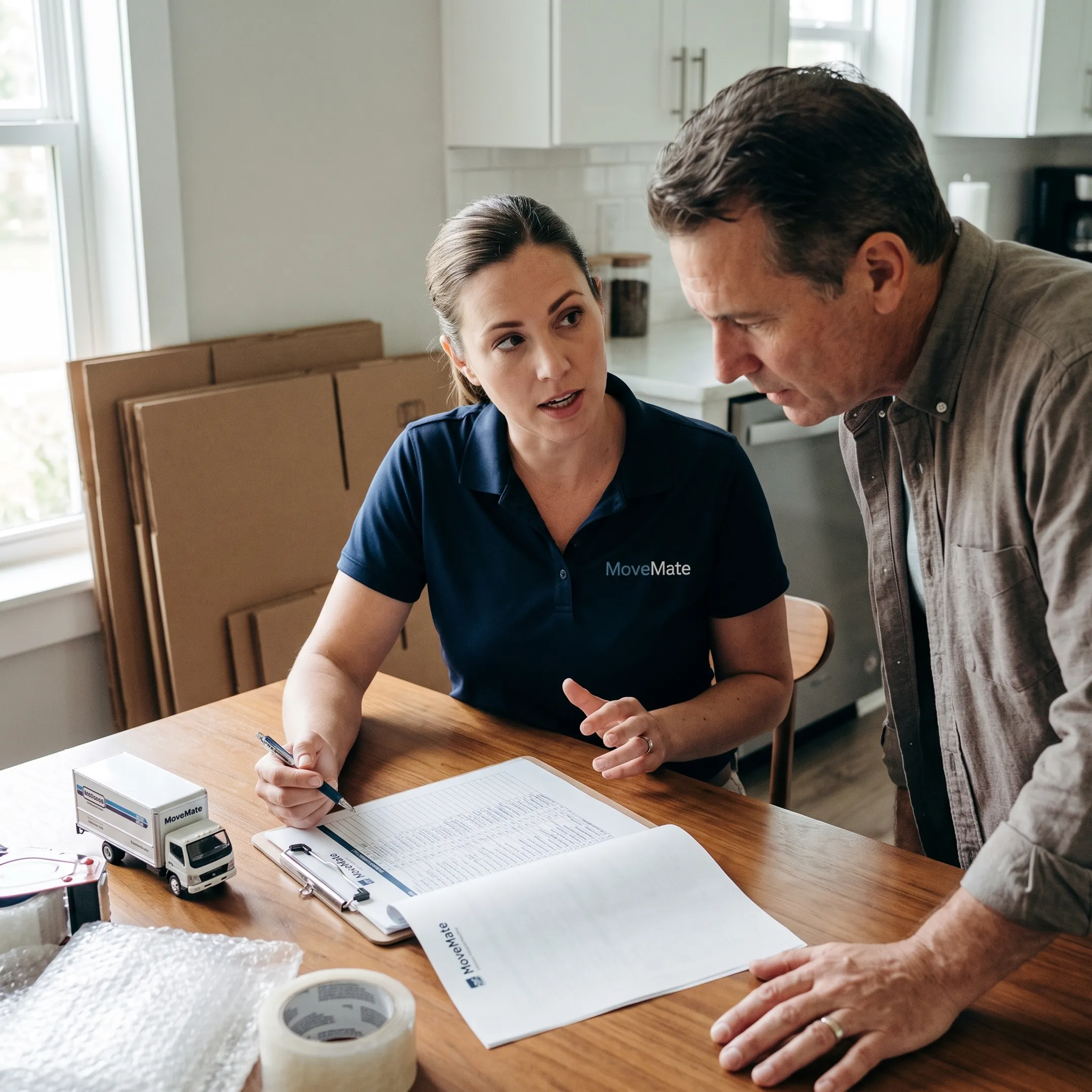 Moving coordinator reviewing a customized relocation plan