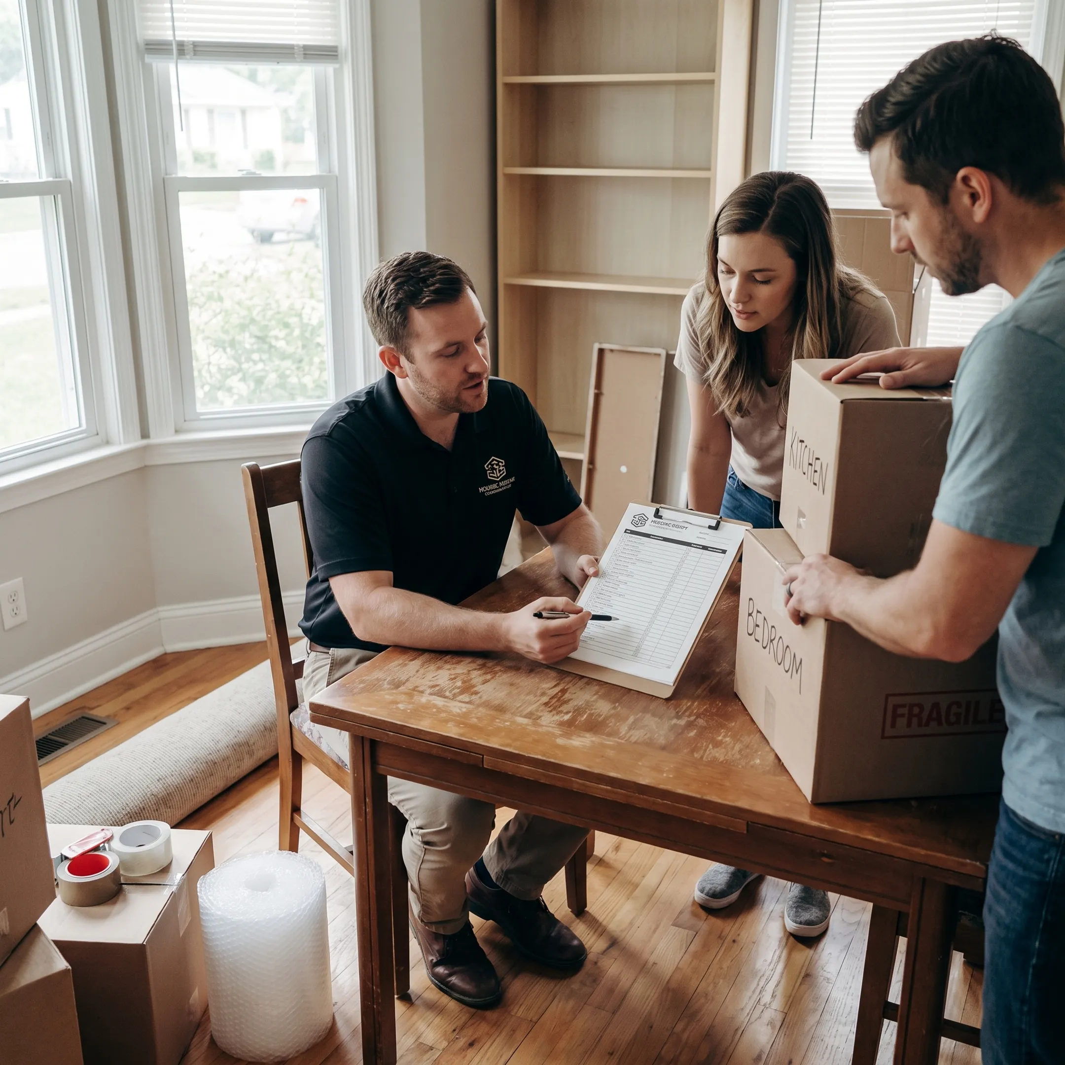 Mover discussing a customized moving plan