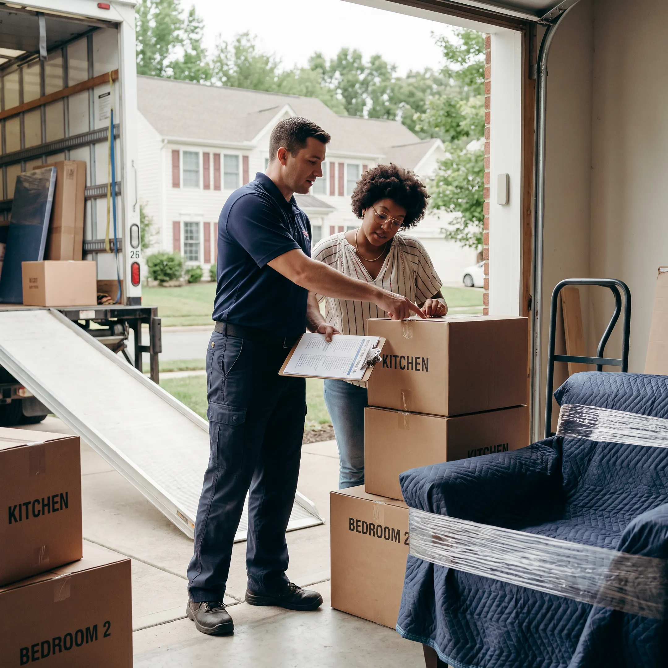 Moving coordinator reviewing an interstate relocation plan
