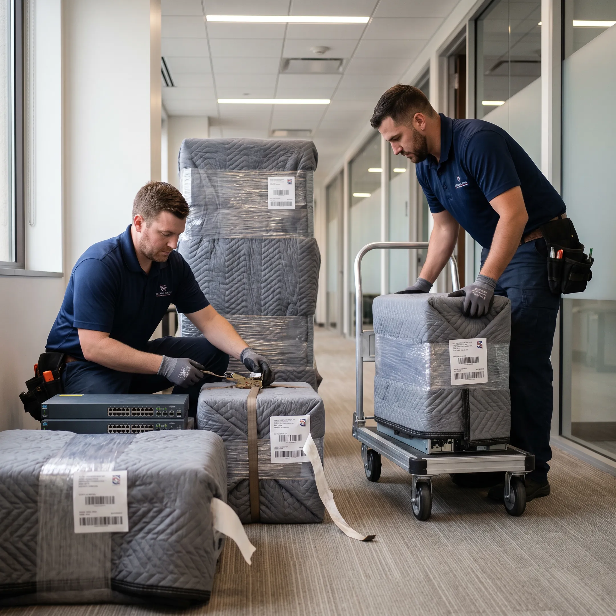 Protected server equipment ready for transport