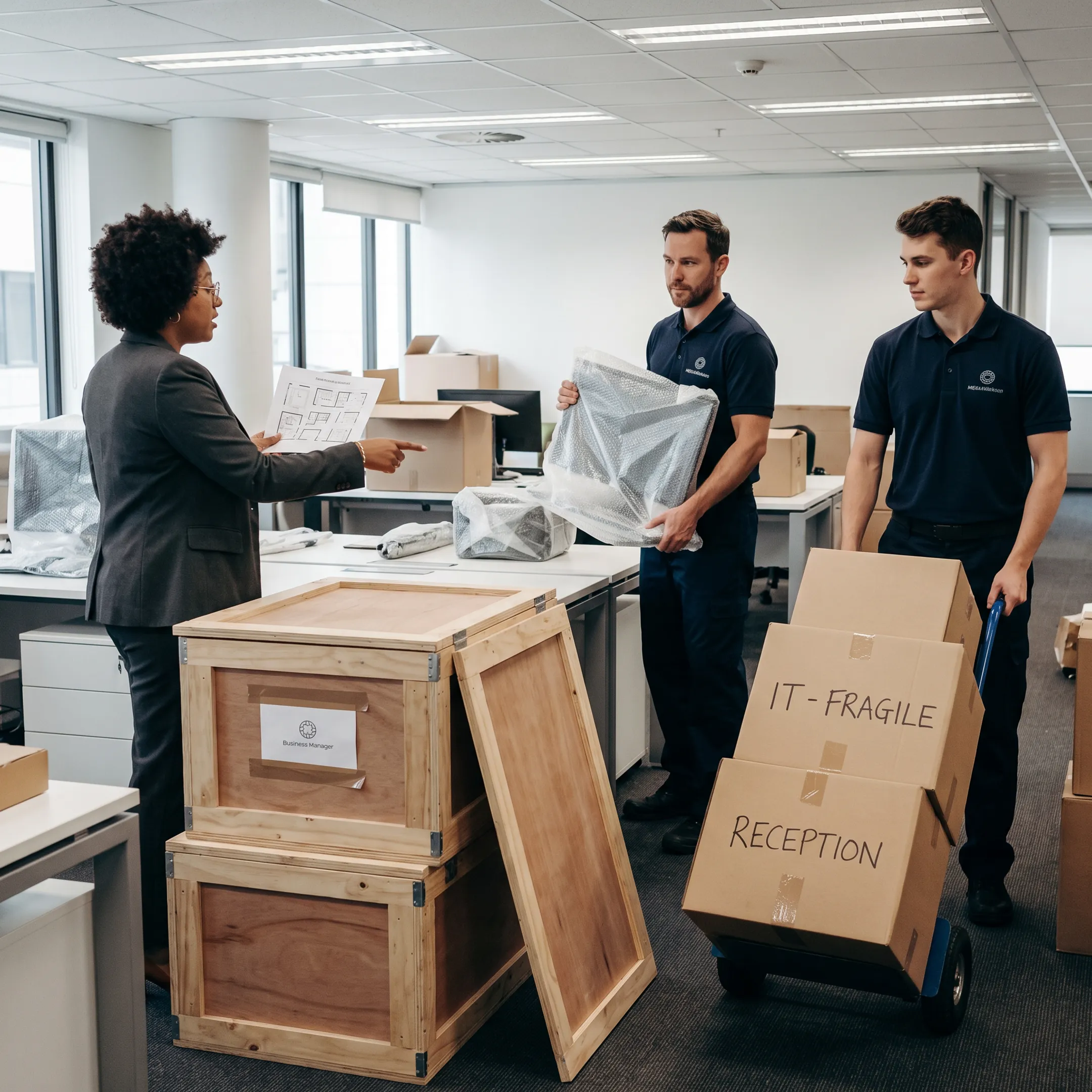 Office relocation planning meeting