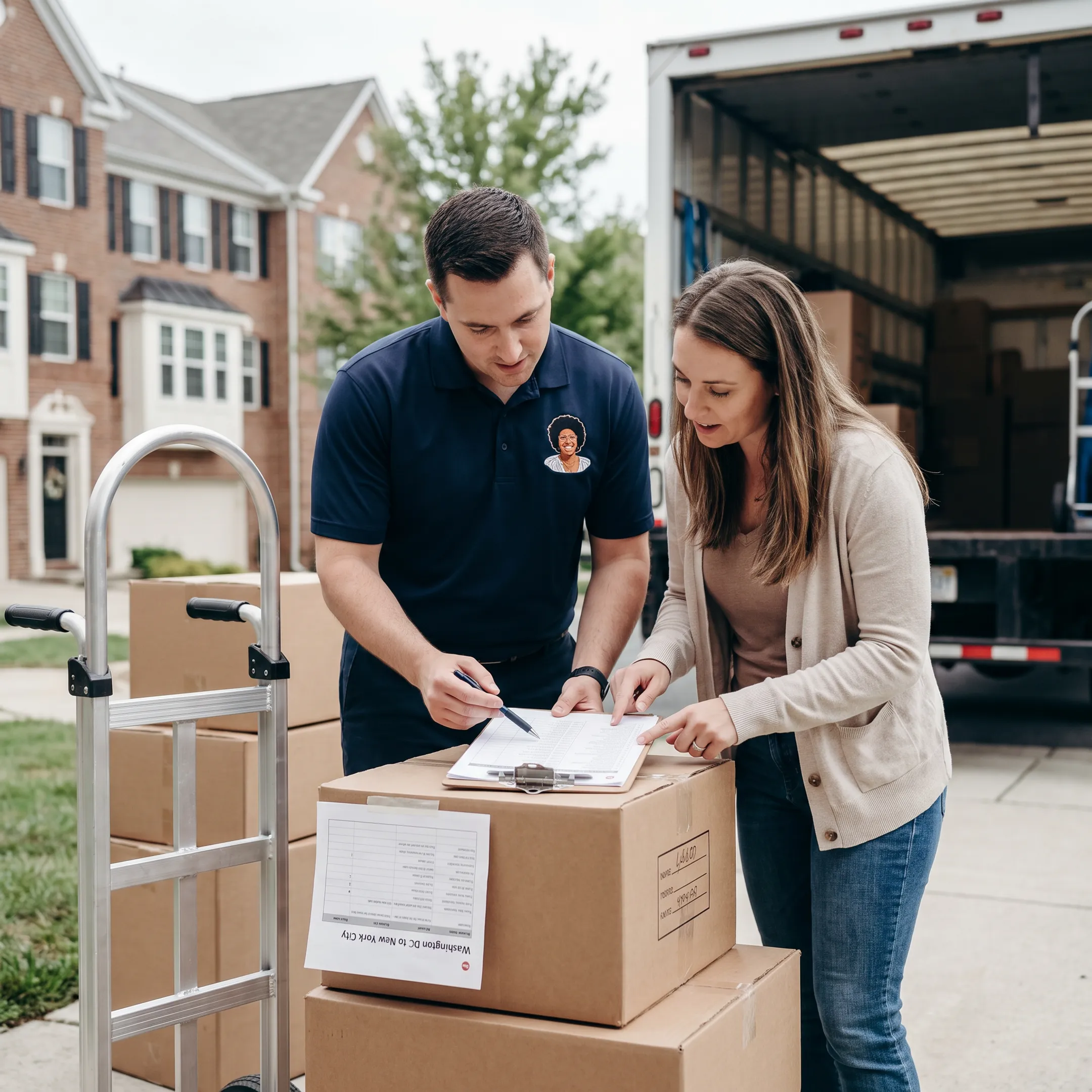 Moving coordinator reviewing a long-distance relocation plan