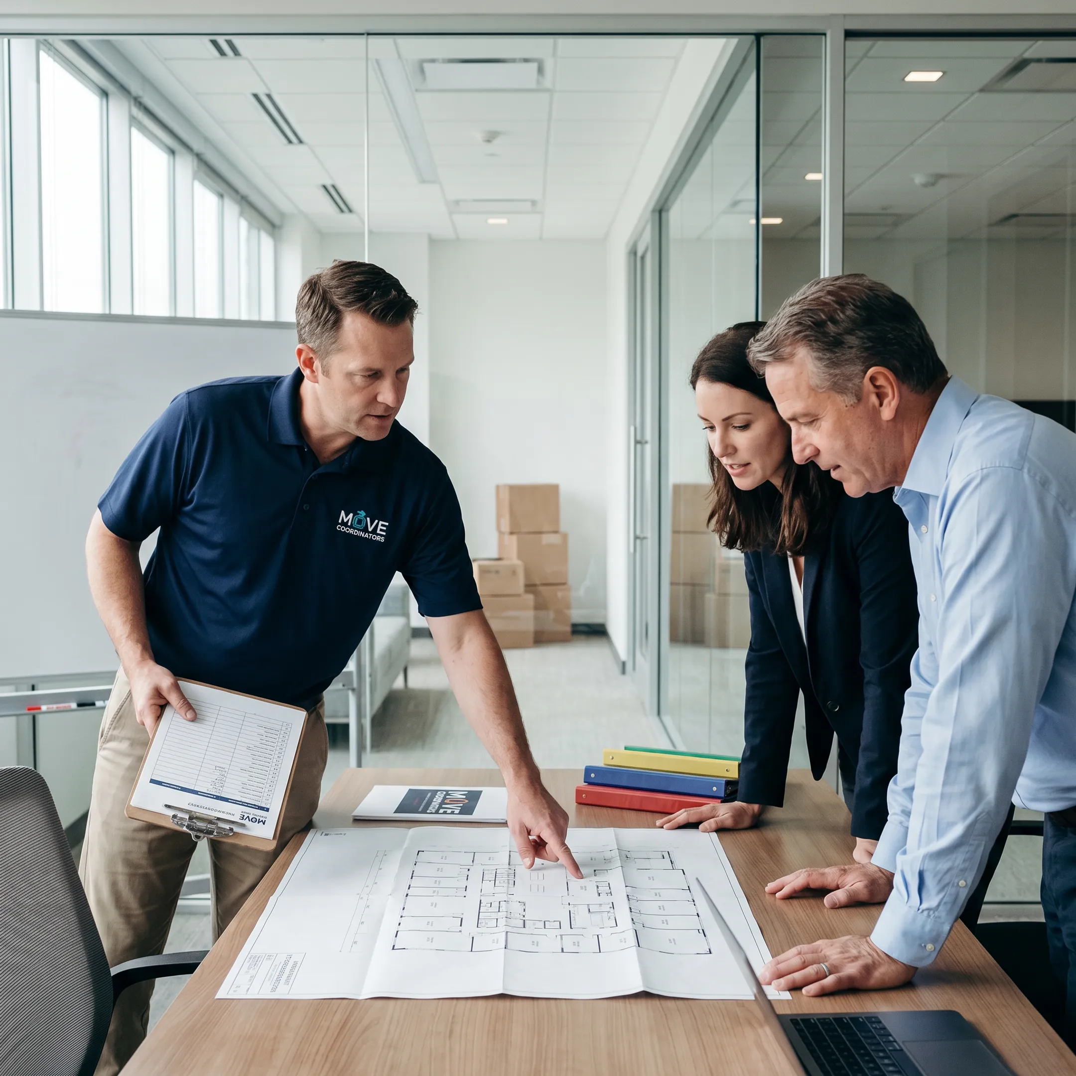 Team planning an office relocation