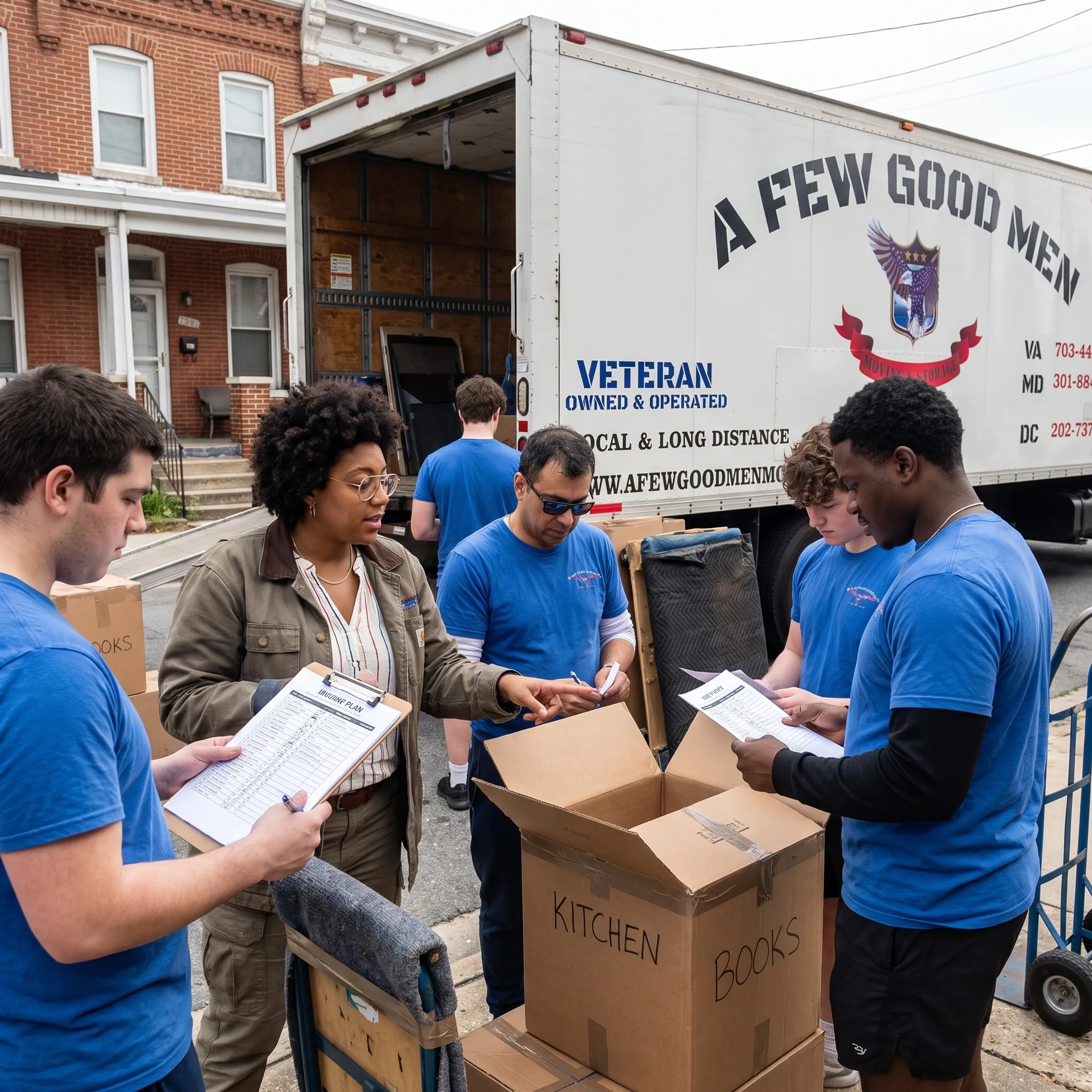 Movers coordinating a household relocation