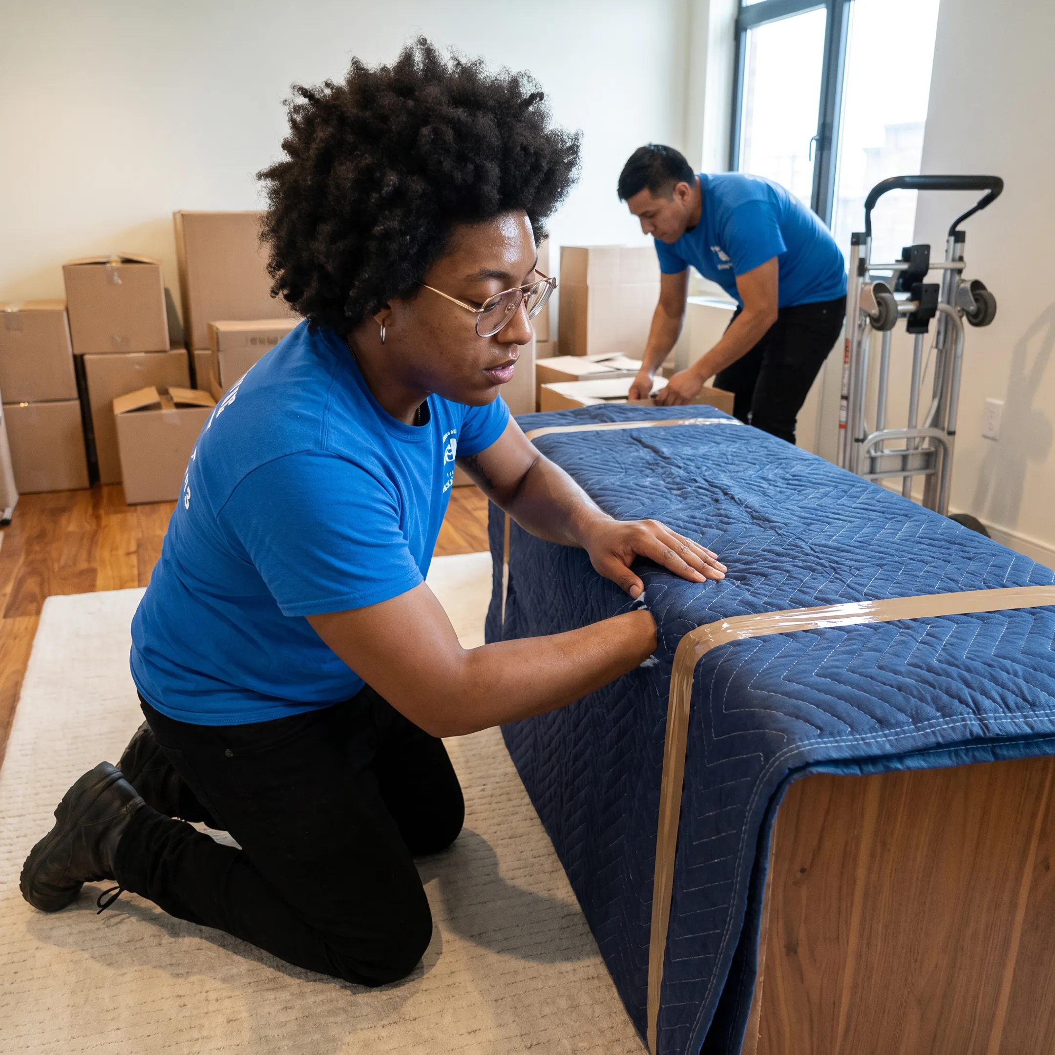 Mover protecting furniture for transport