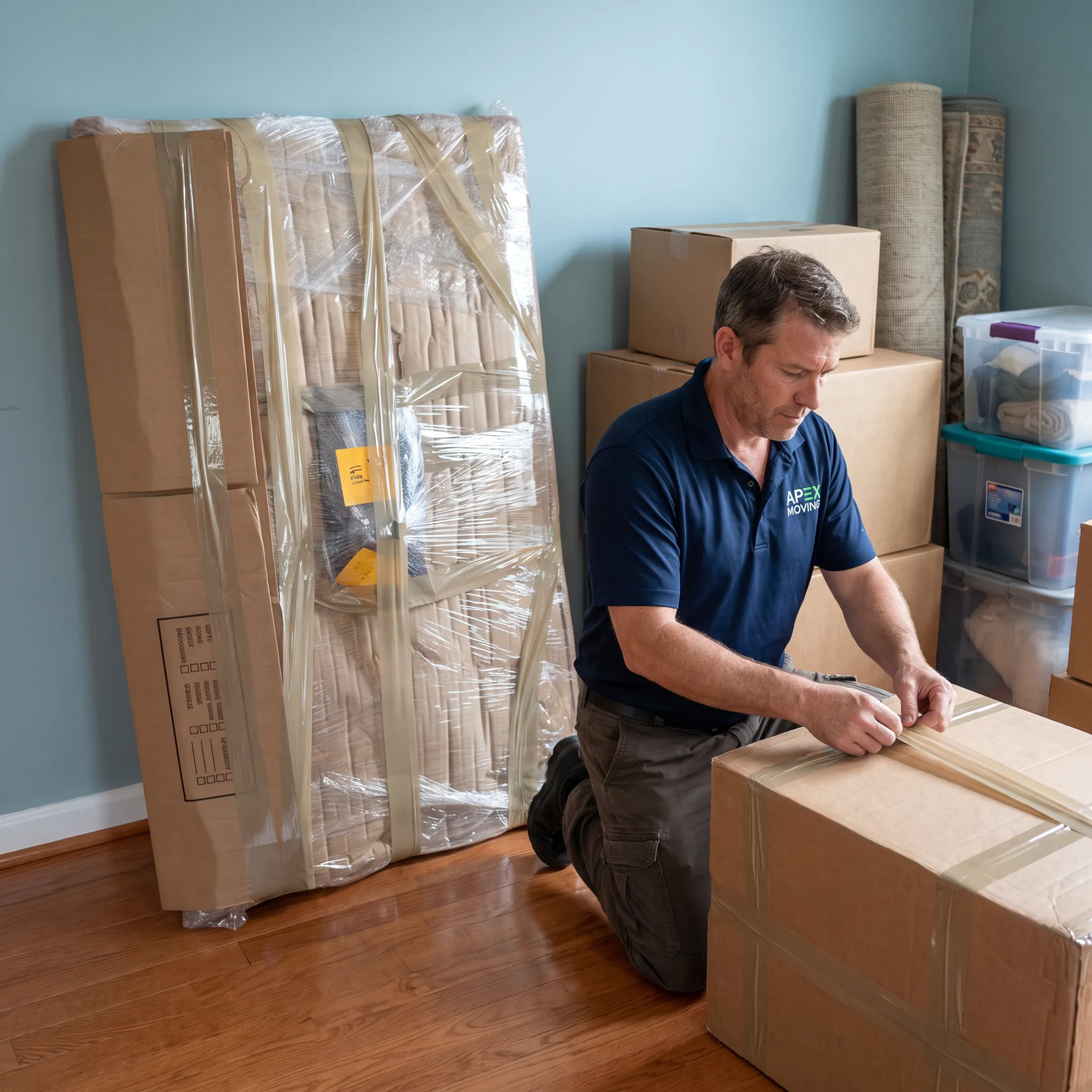 Moving professional organizing boxes during a home relocation