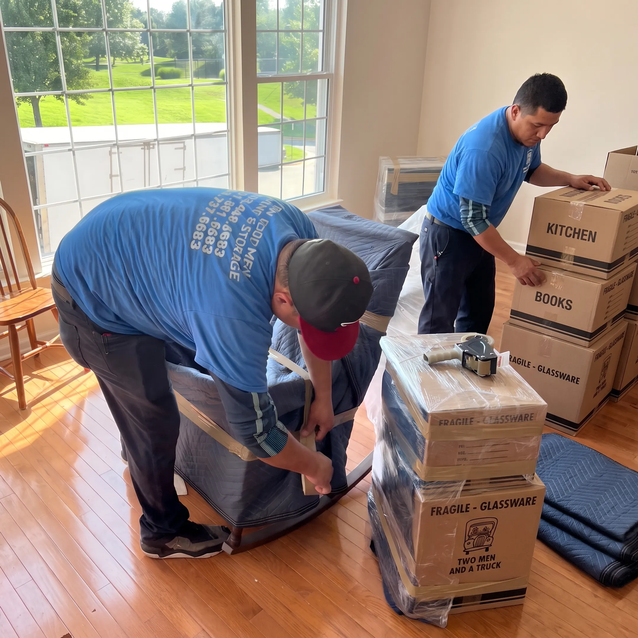Moving professionals organizing household belongings for a McLean, Virginia move
