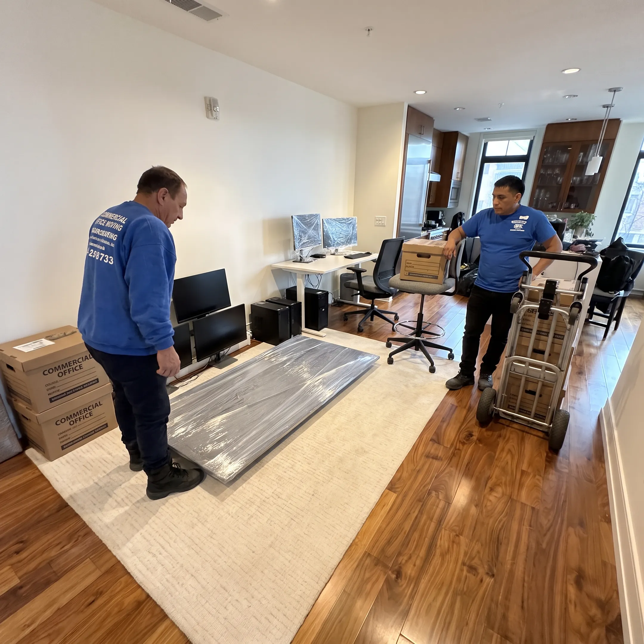 Movers organizing commercial office relocation
