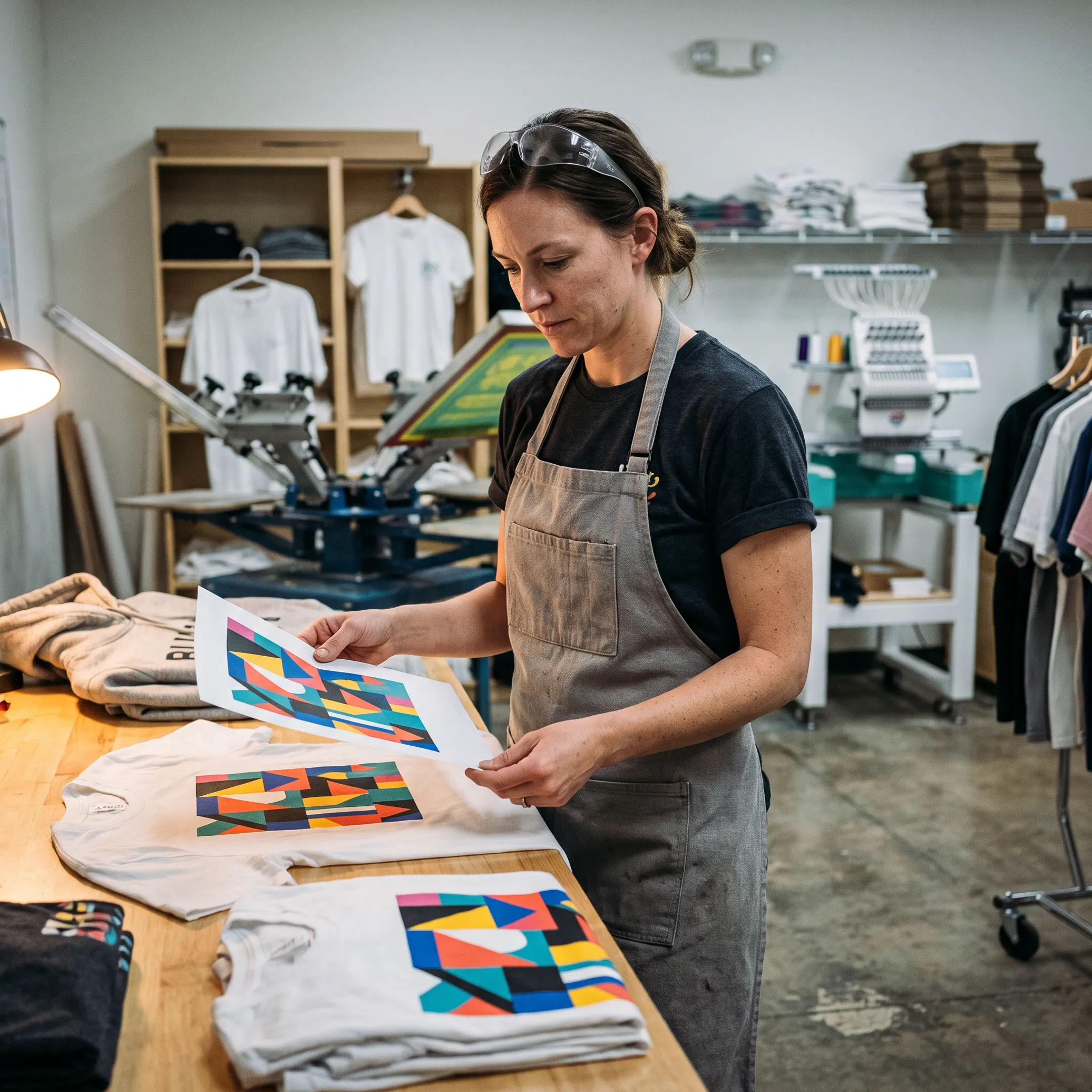 Print professional reviewing branded t-shirt artwork