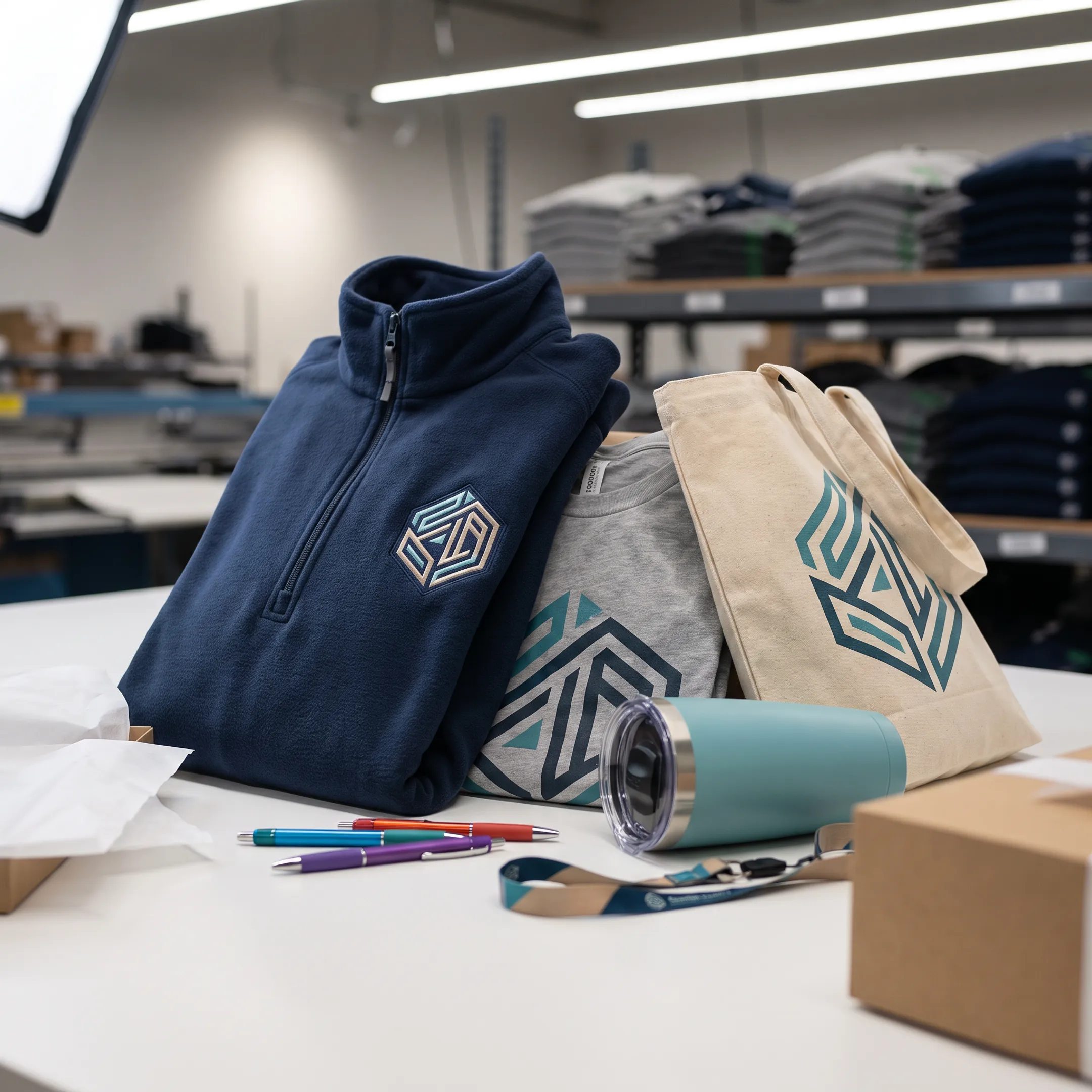 Custom branded apparel and gifts prepared for employee appreciation