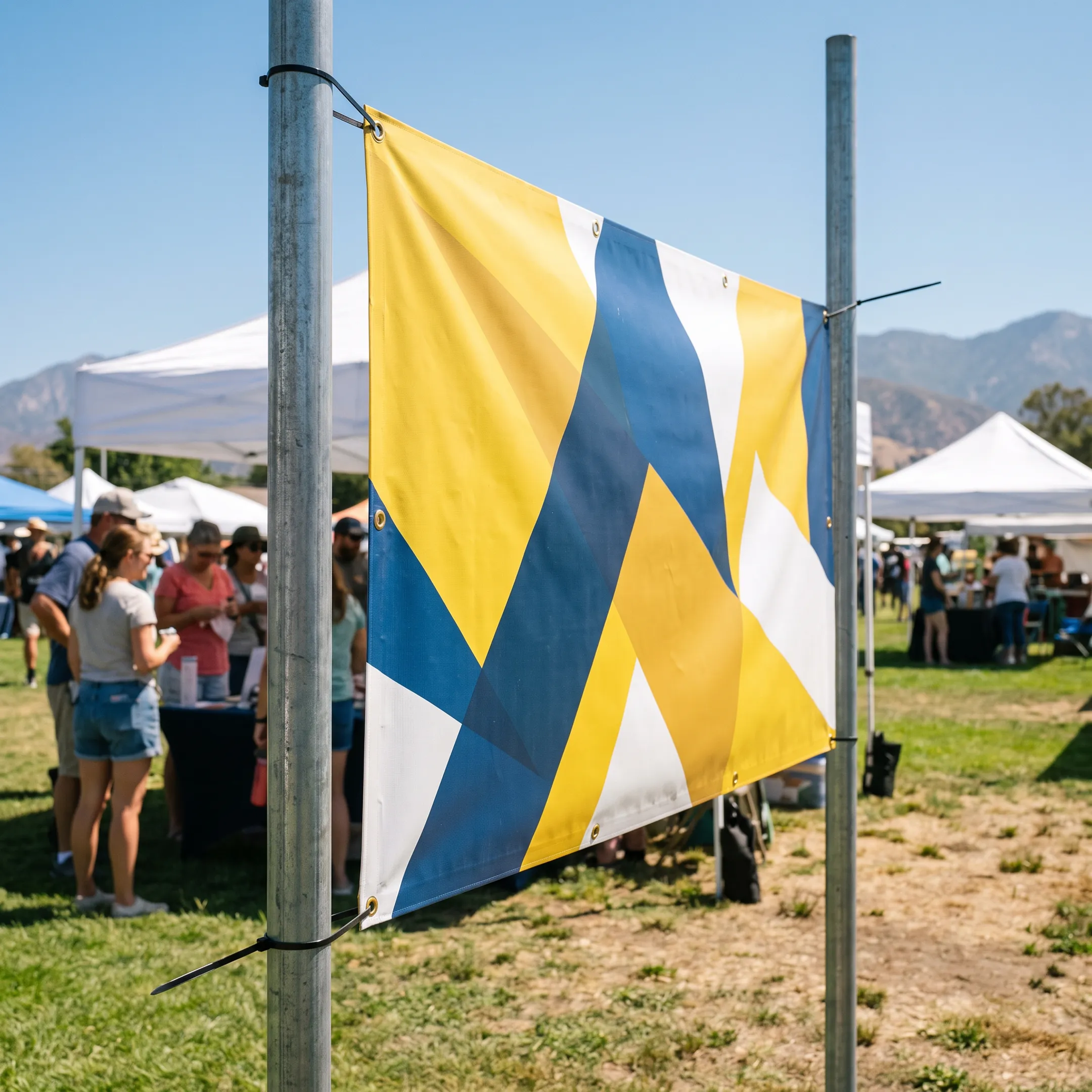 Custom printed banner displayed at a Utah community event