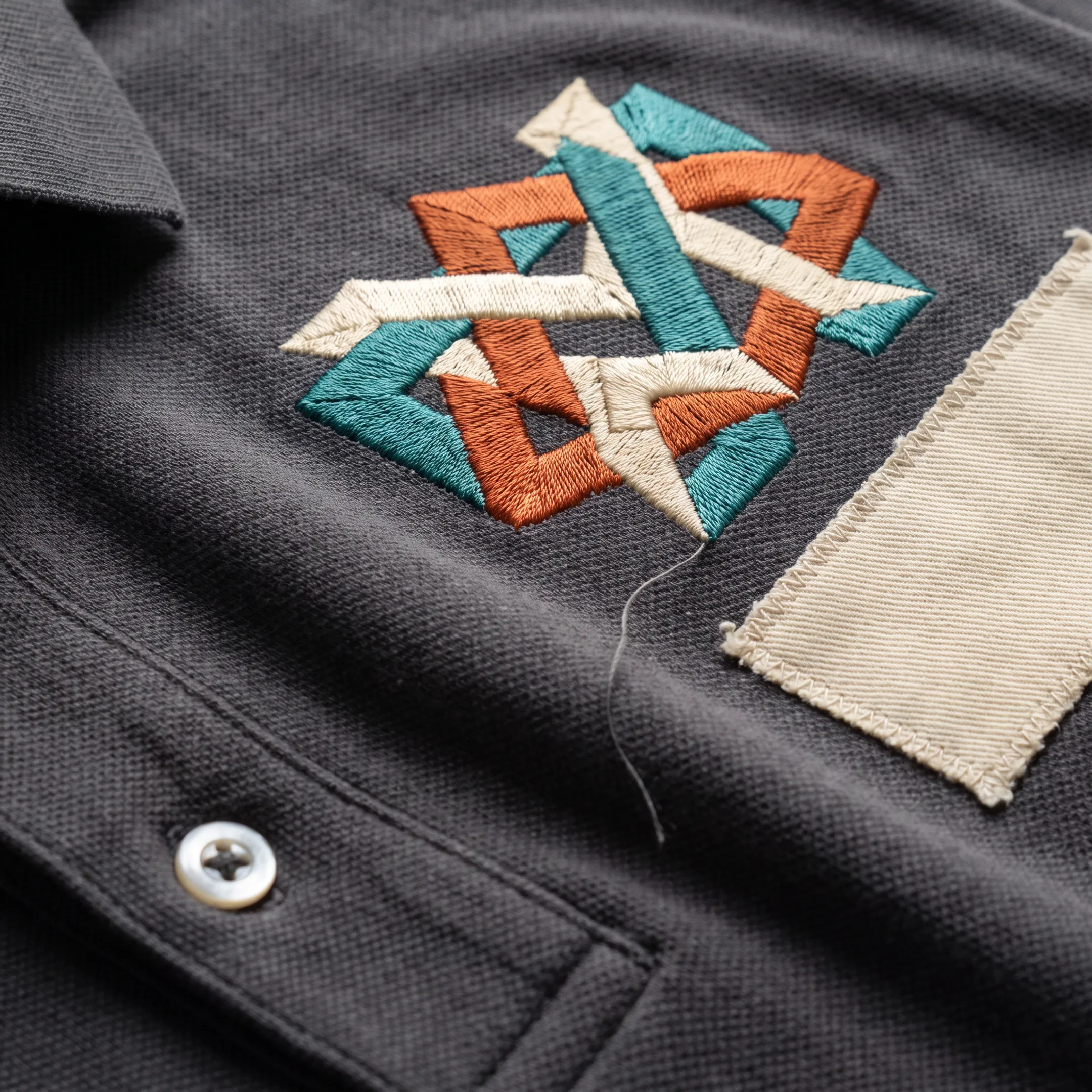 Branded polo shirt with a detailed company logo