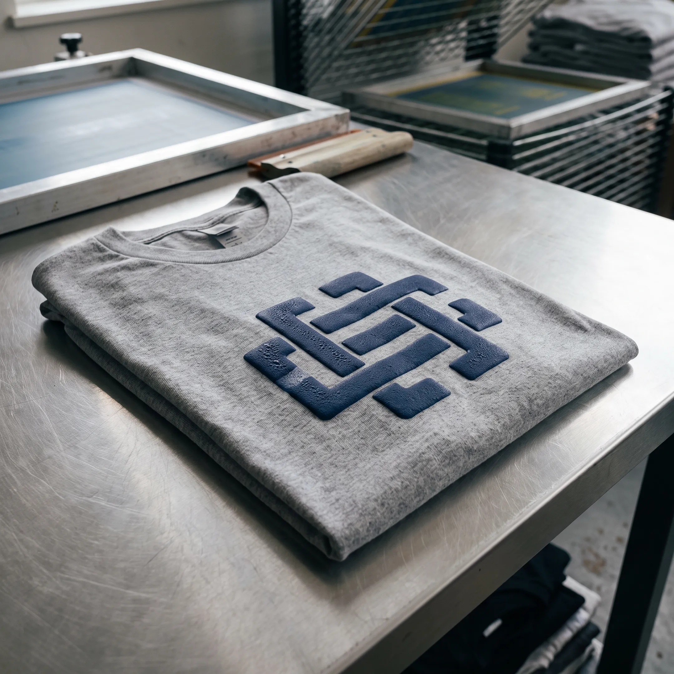 Raised 3D puff screen print on a custom branded garment