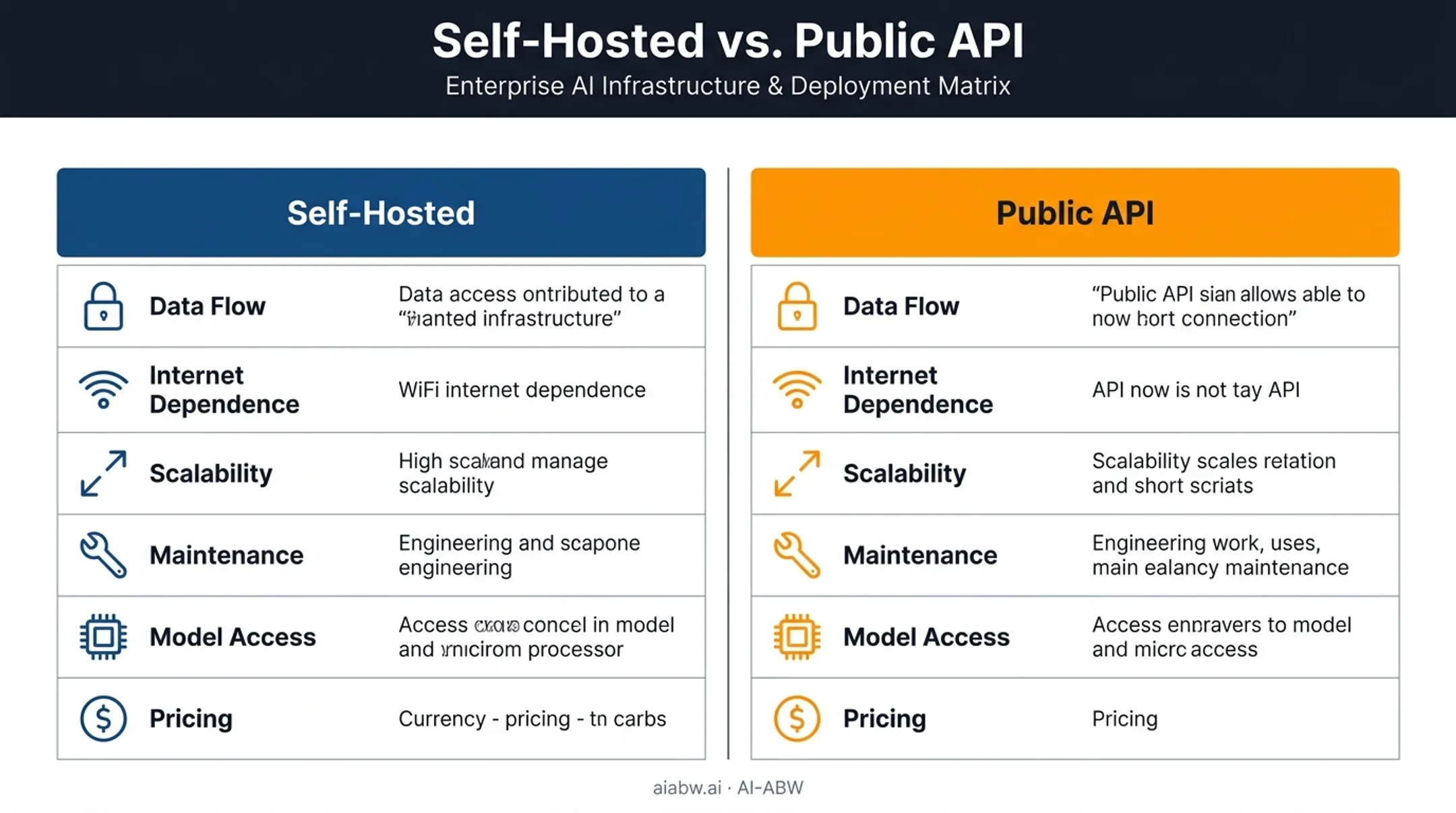 Self-hosted LLM versus public API comparison across six key factors