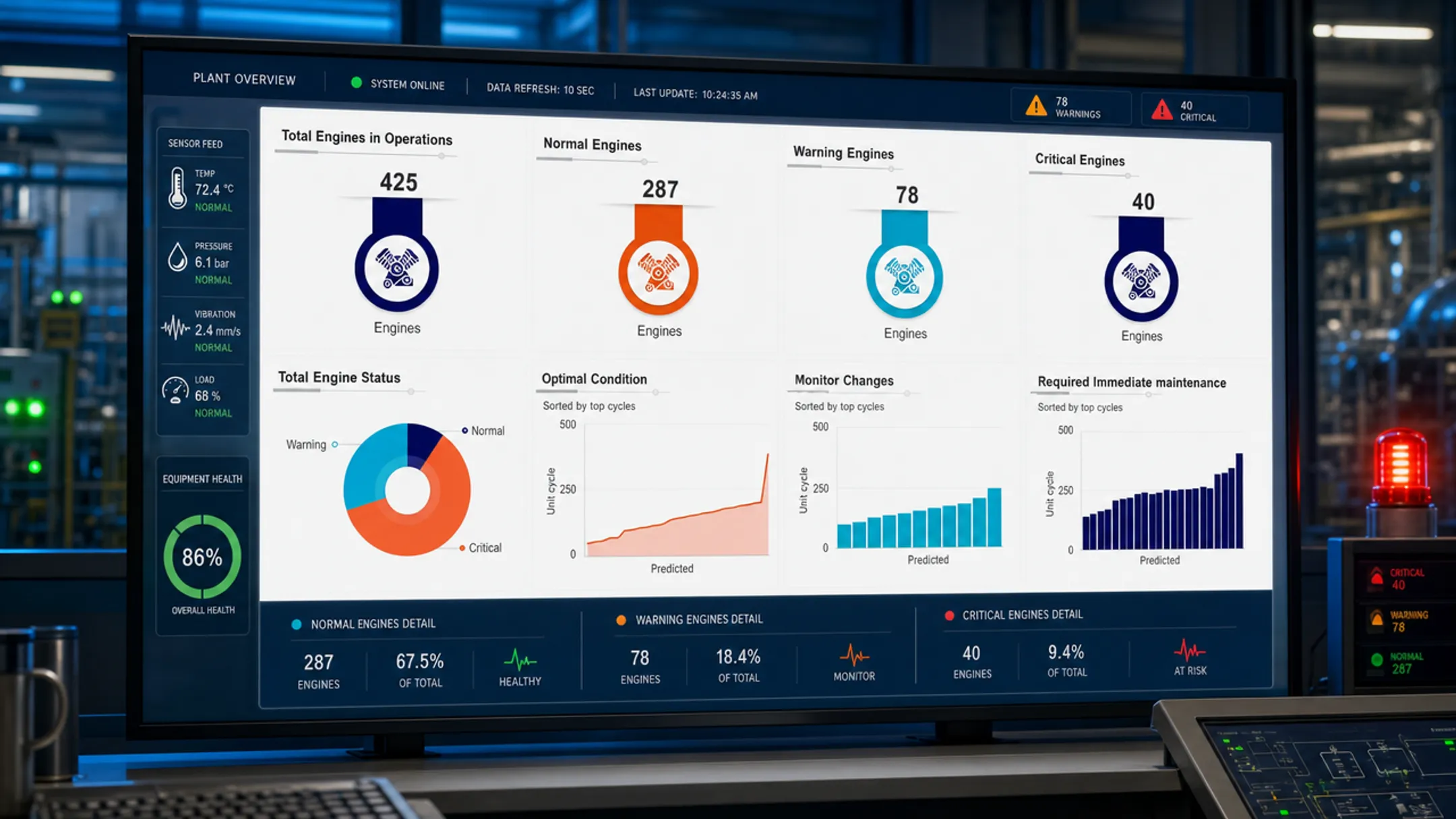 Industrial predictive maintenance dashboard monitoring equipment sensor data