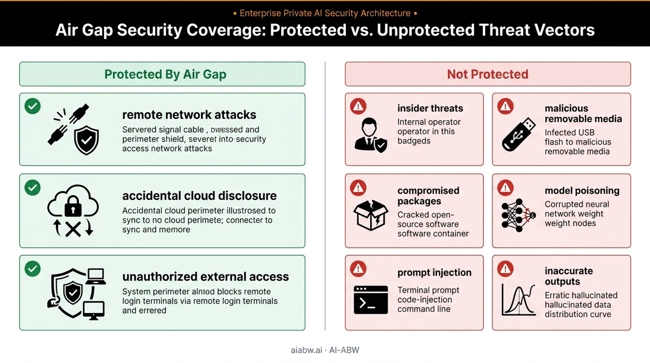 What air gaps protect versus threats they cannot stop comparison chart